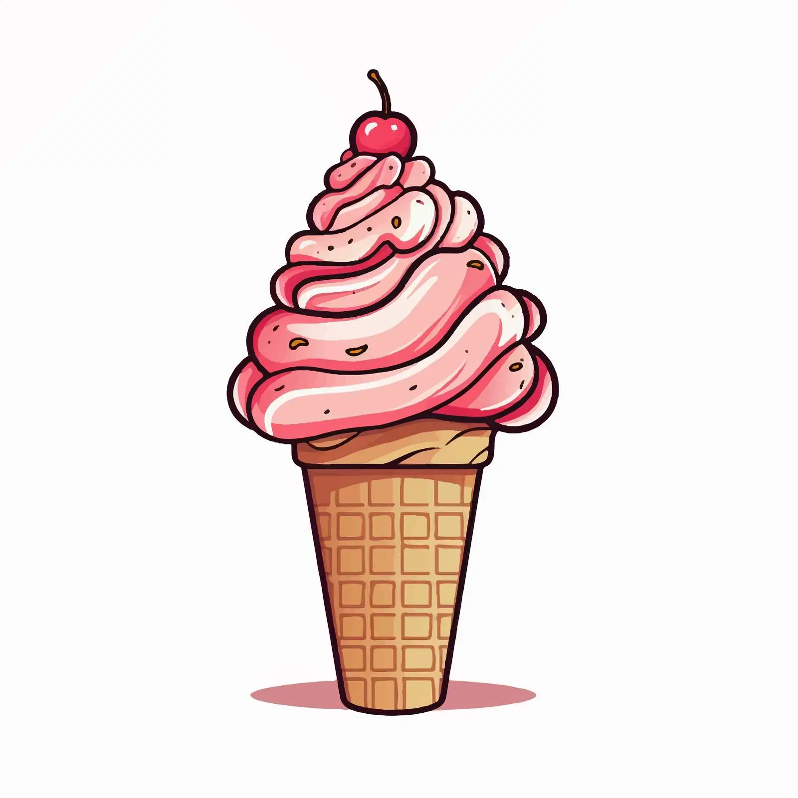 Cartoon Ice Cream Outline Vector Illustration – free frozen dessert image from Dotvec