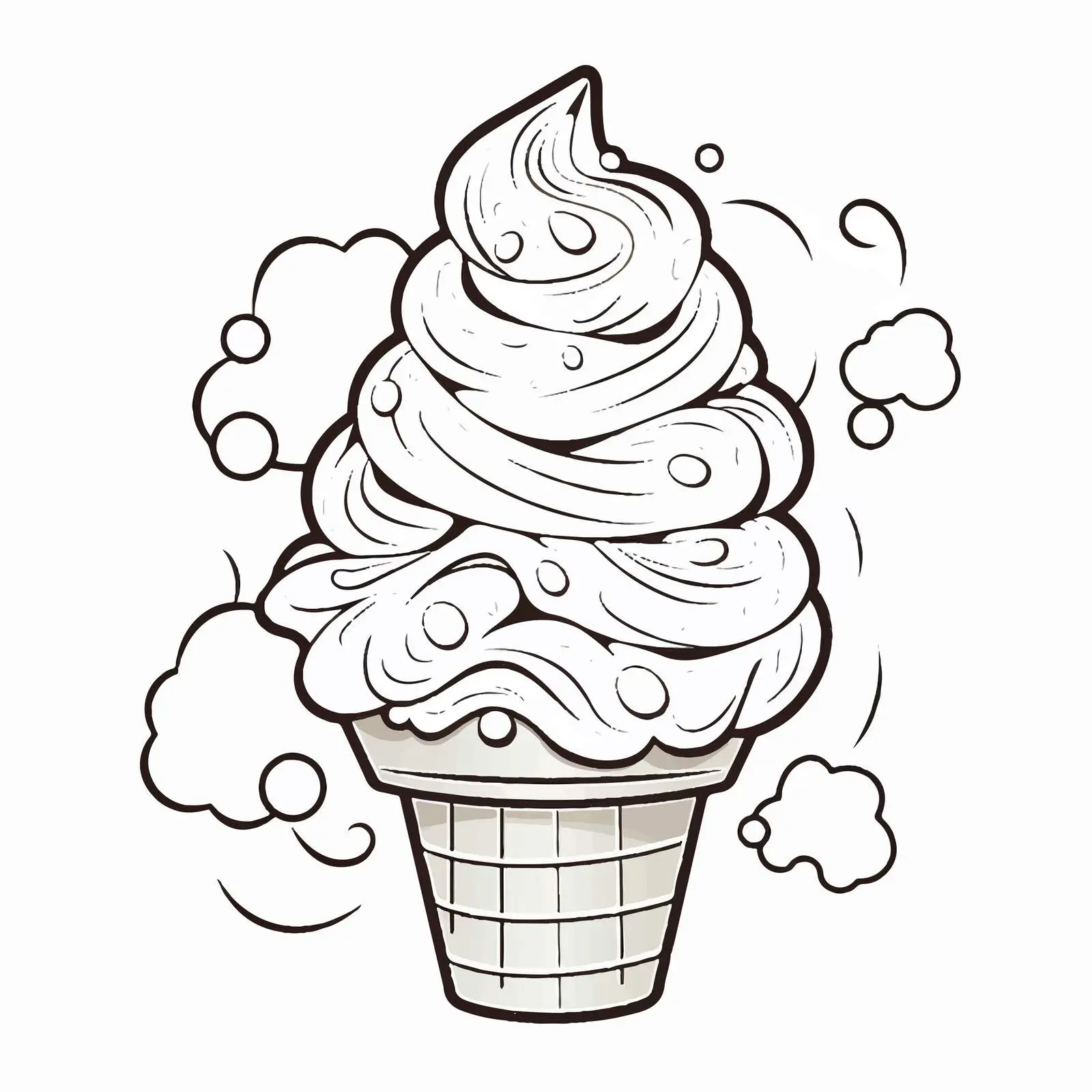 Cute Cartoon Ice Cream Outline Vector Illustration – free delicious dessert image from Dotvec