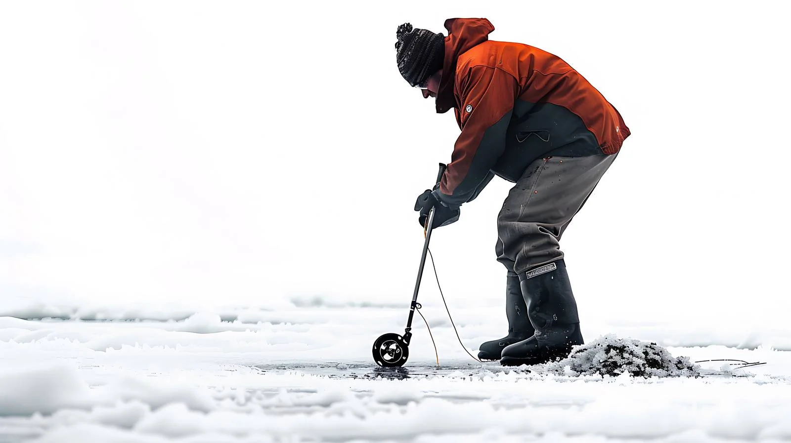 Ice angler drills hole in Minnesota — free download from Dotvec