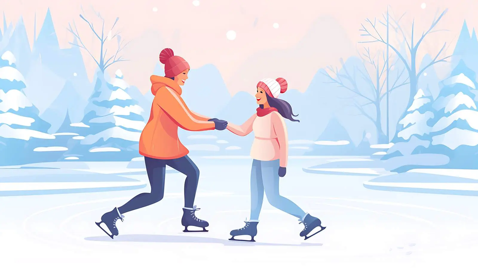 Ice Skating Lesson in Outdoor Rink — free download from Dotvec