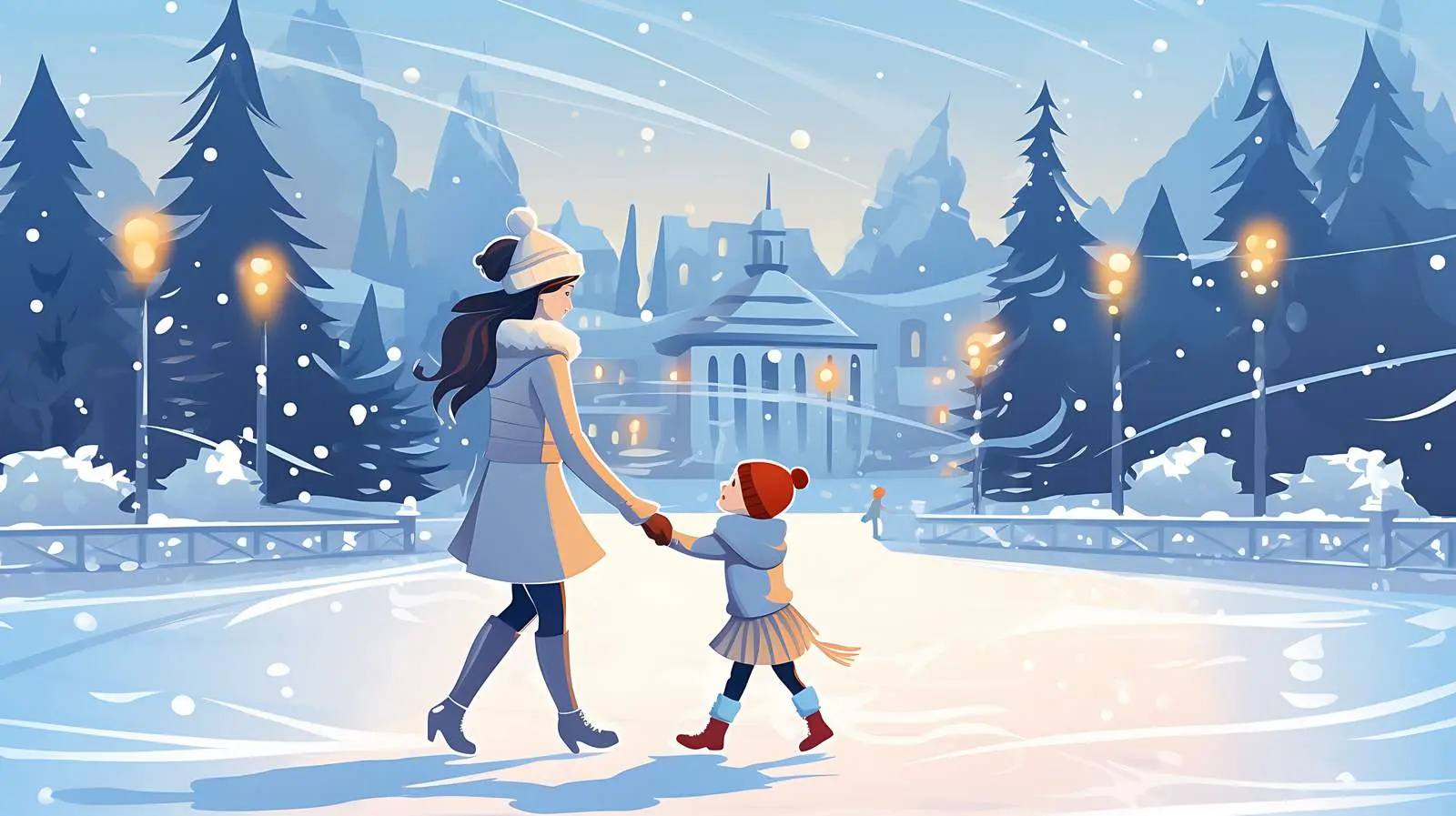 Outdoor Ice Skating Lesson Scene — free download from Dotvec