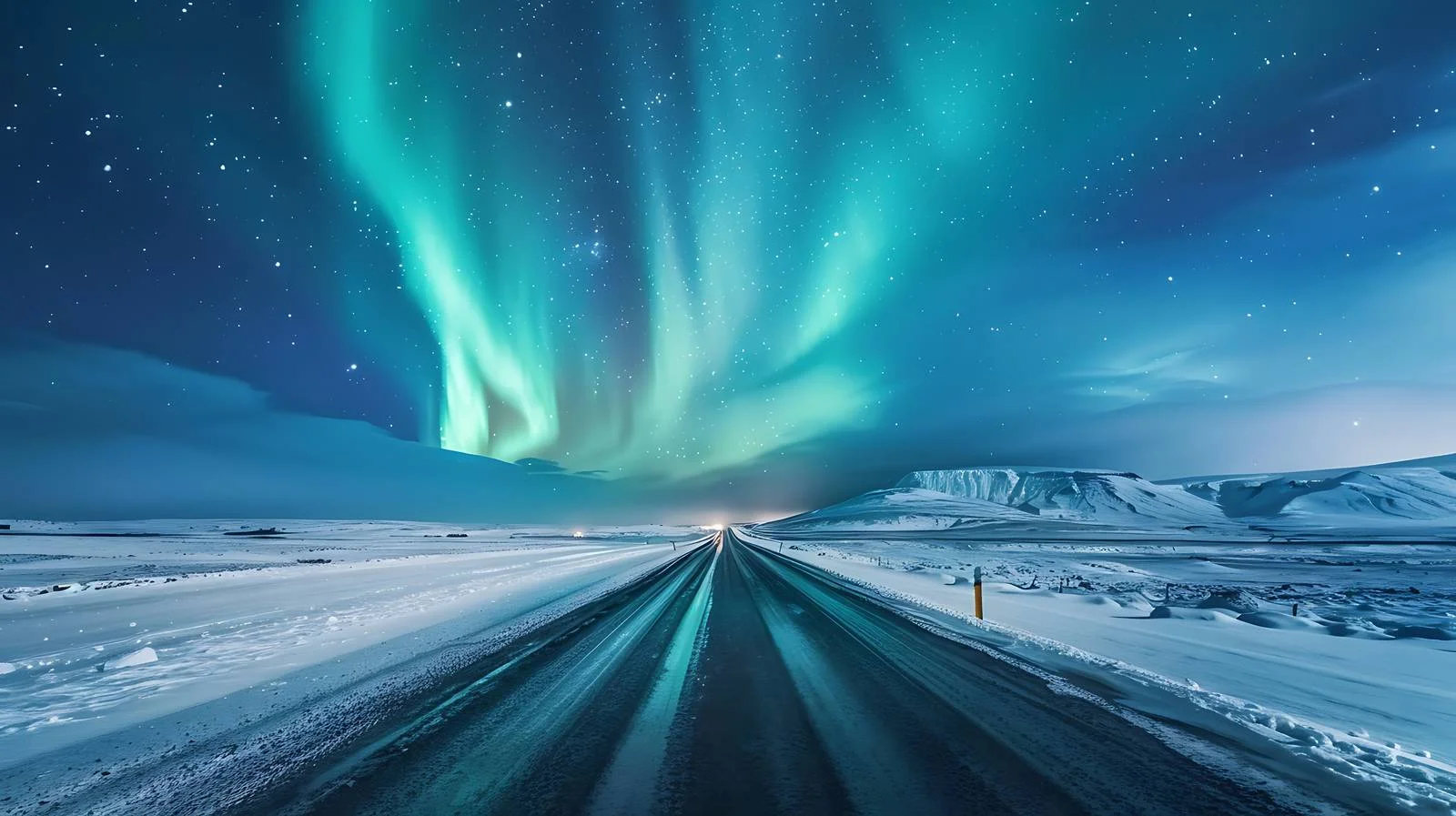 Iceland Road with Aurora Borealis – free borealis image from Dotvec