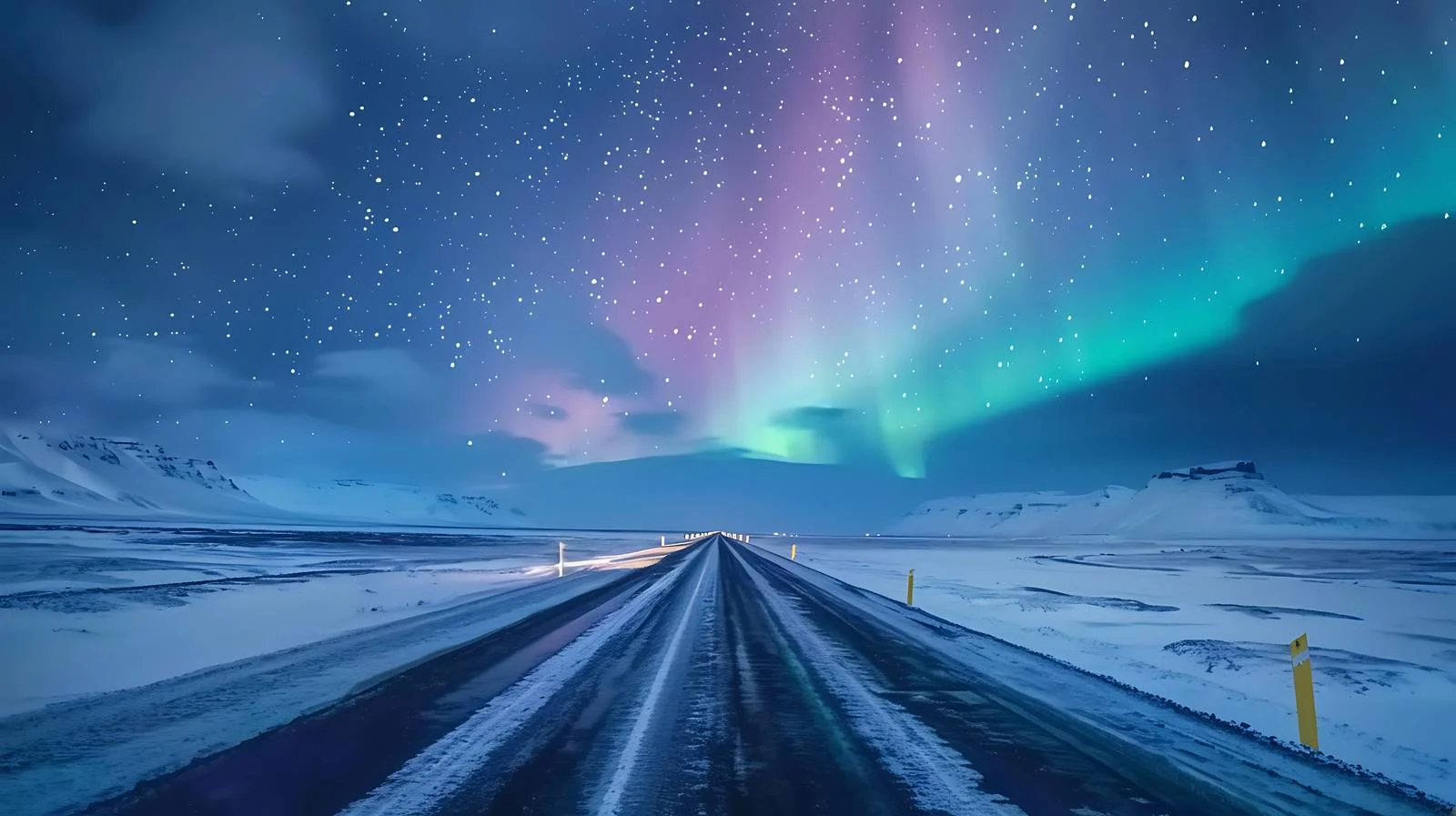 Iceland Road & Aurora Borealis — free download from Dotvec