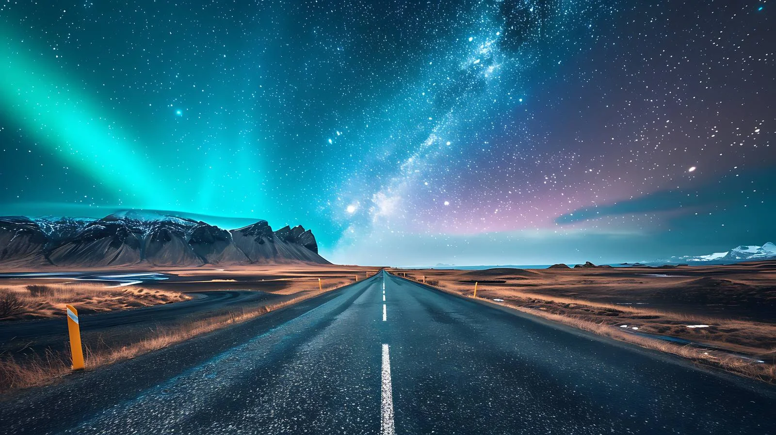 Iceland Scenic Road with Aurora Borealis — free download from Dotvec