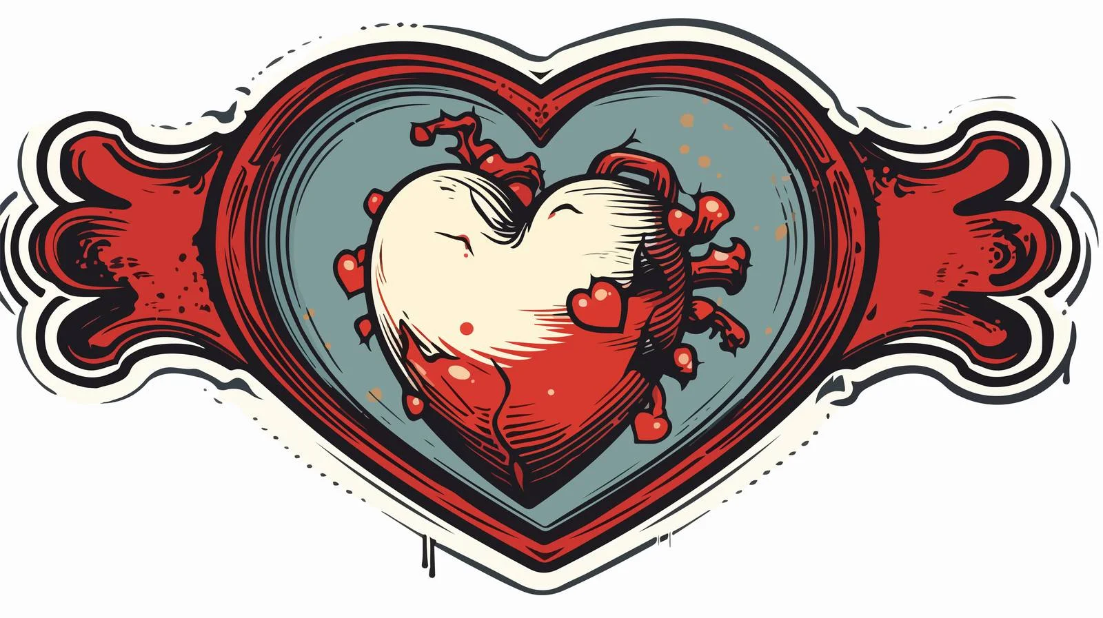 Distressed Sticker Tattoo Style Image of a He — free download from Dotvec