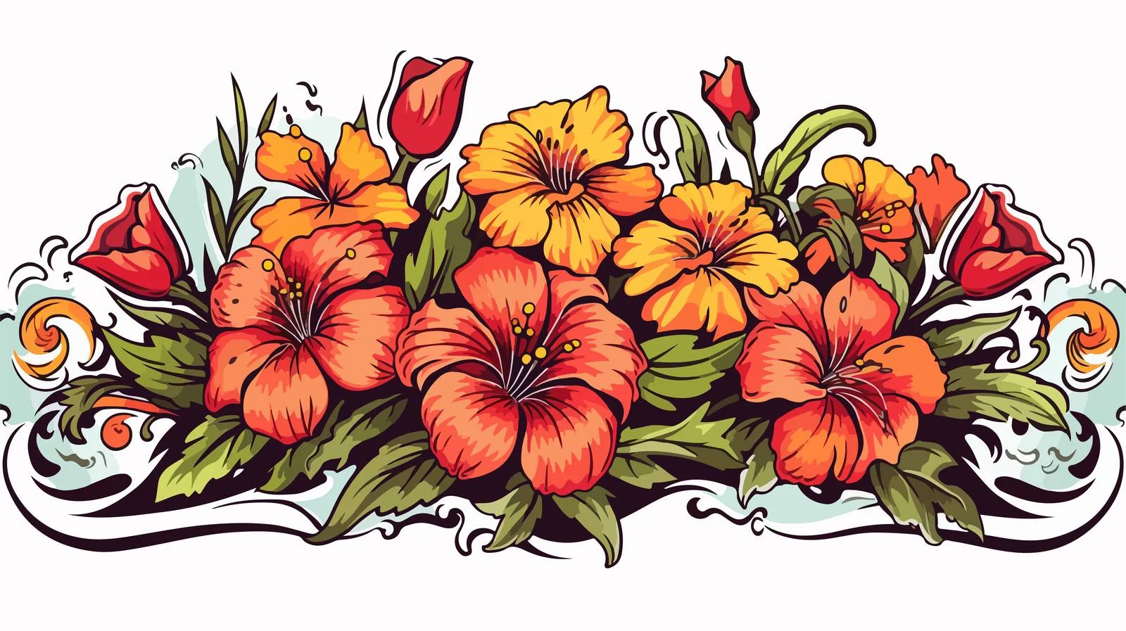 Tattoo Banner Flowers Design — free download from Dotvec