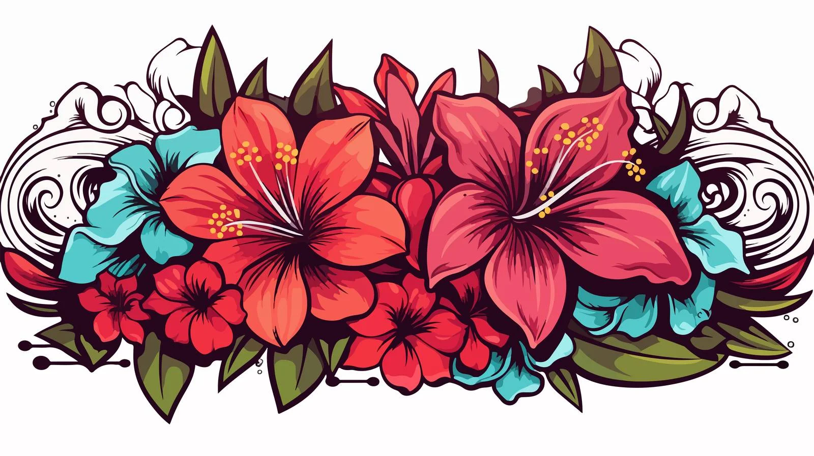 Tattoo Banner Flowers Image — free download from Dotvec