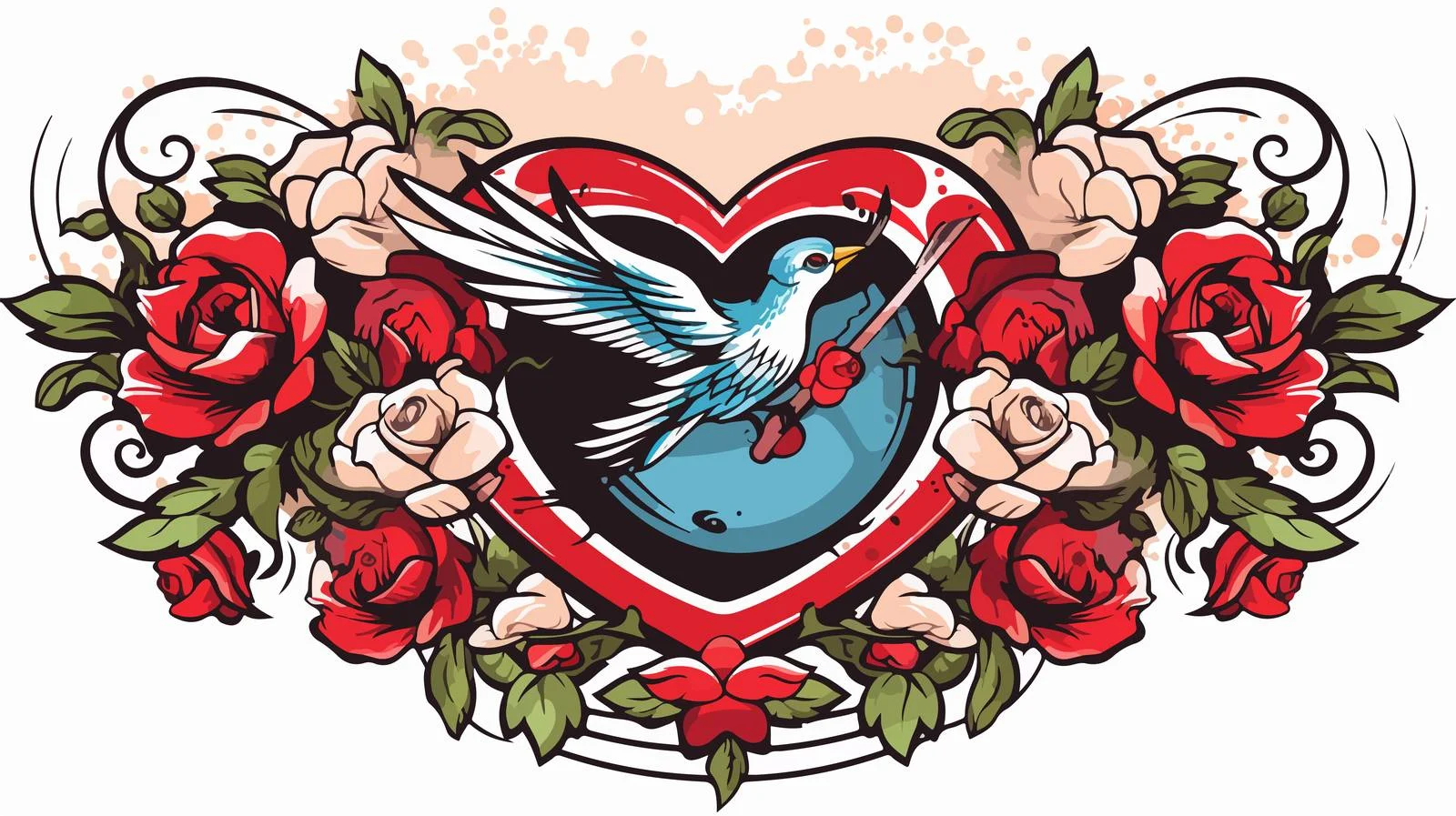 Flying Heart Tattoo Style Image — free download from Dotvec