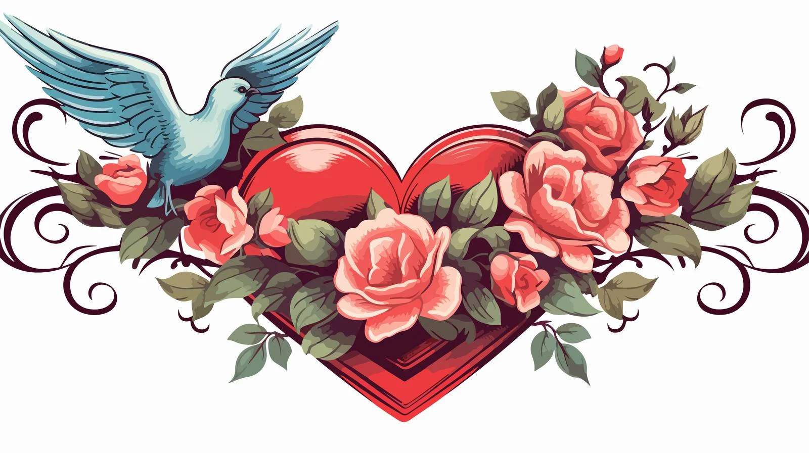 Flying Heart Tattoo Style Icon — free download from Dotvec