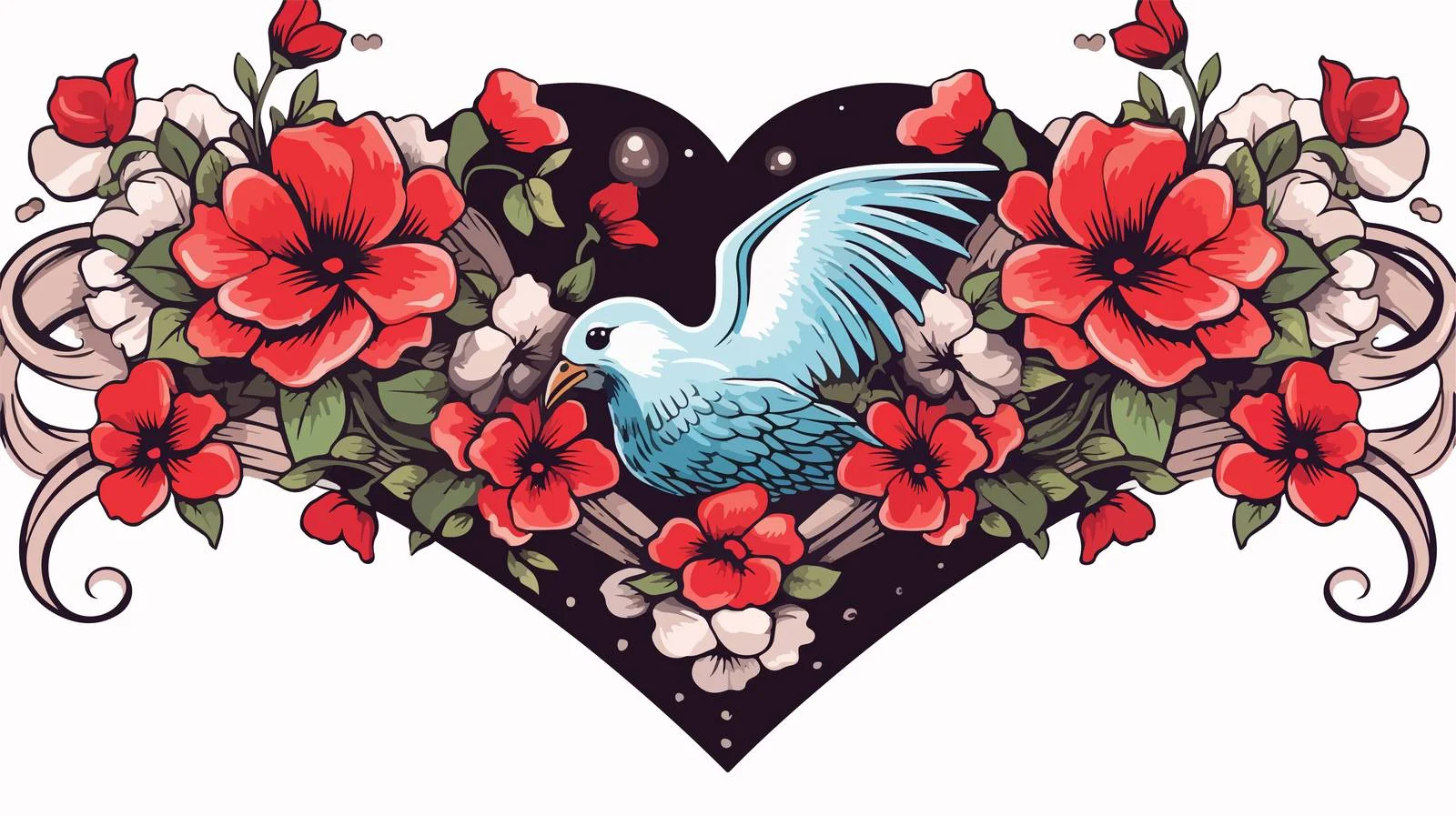 Flying Heart Tattoo Design — free download from Dotvec
