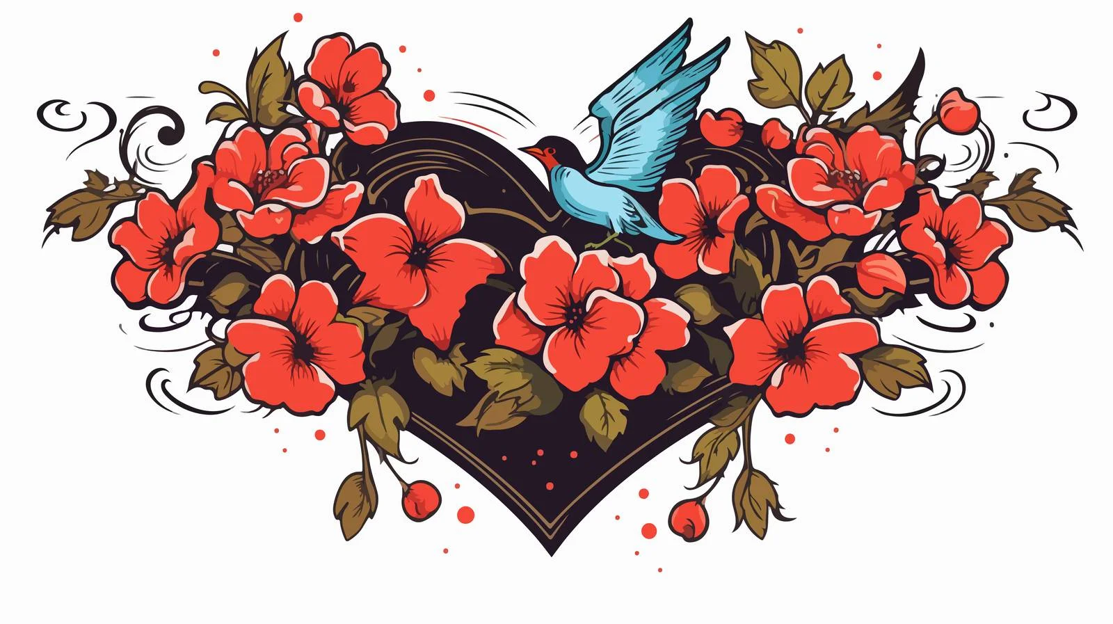 Flying Heart Tattoo Art — free download from Dotvec
