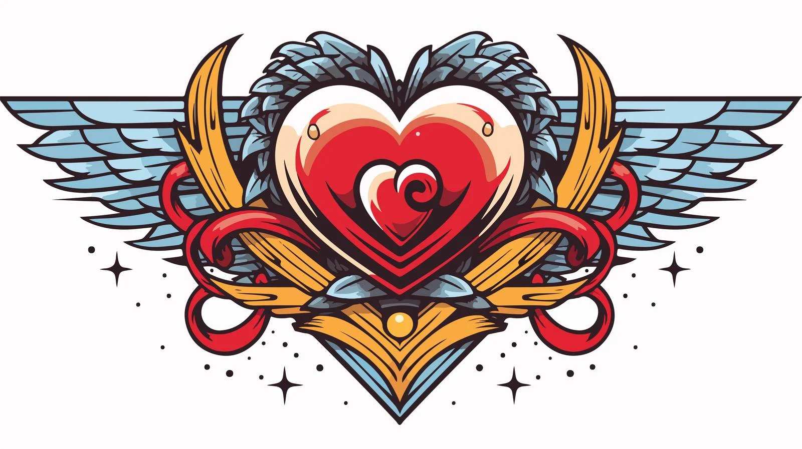 Heart Banner Tattoo Art — free download from Dotvec
