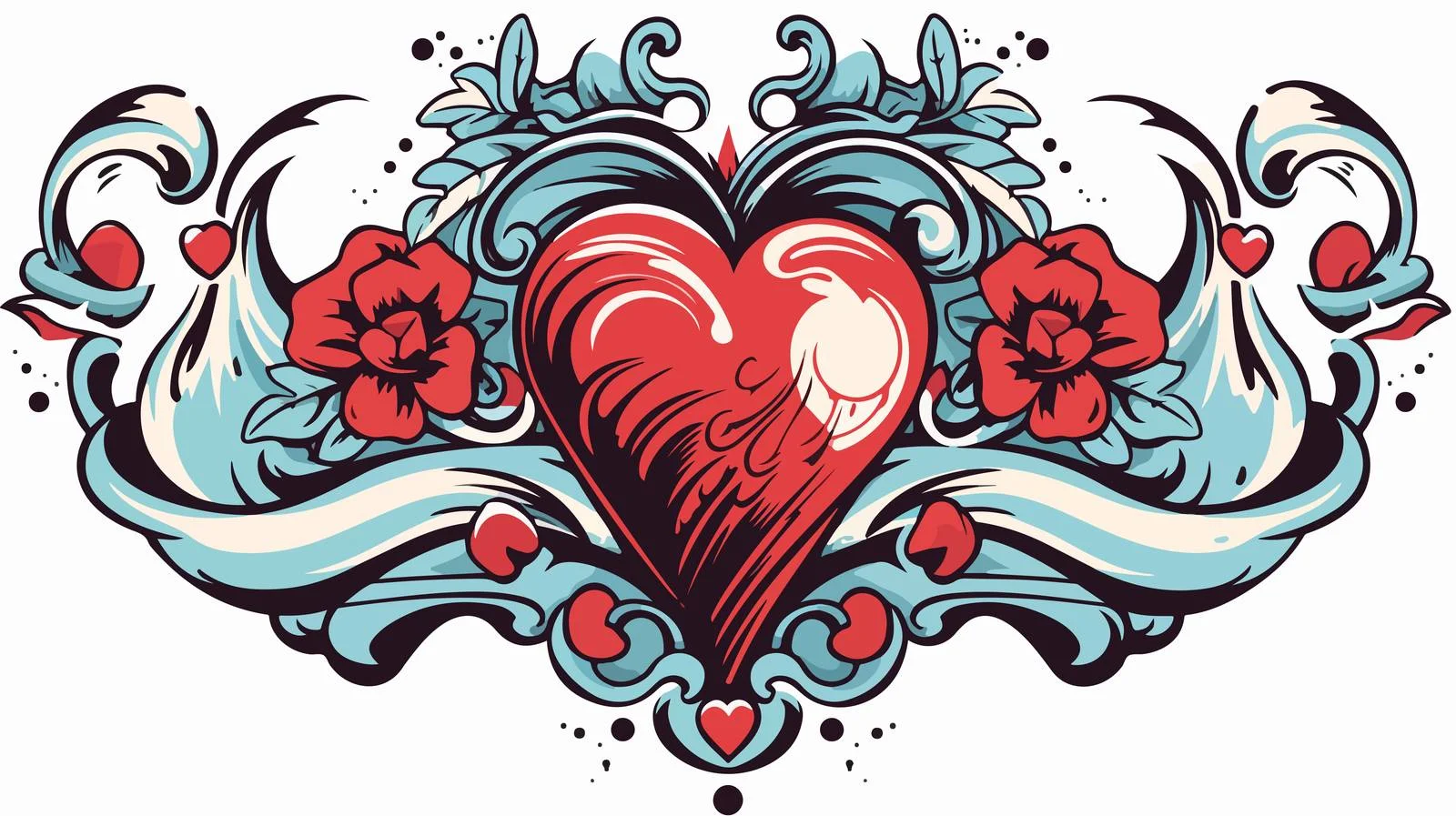 Heart Tattoo Style with Banner — free download from Dotvec