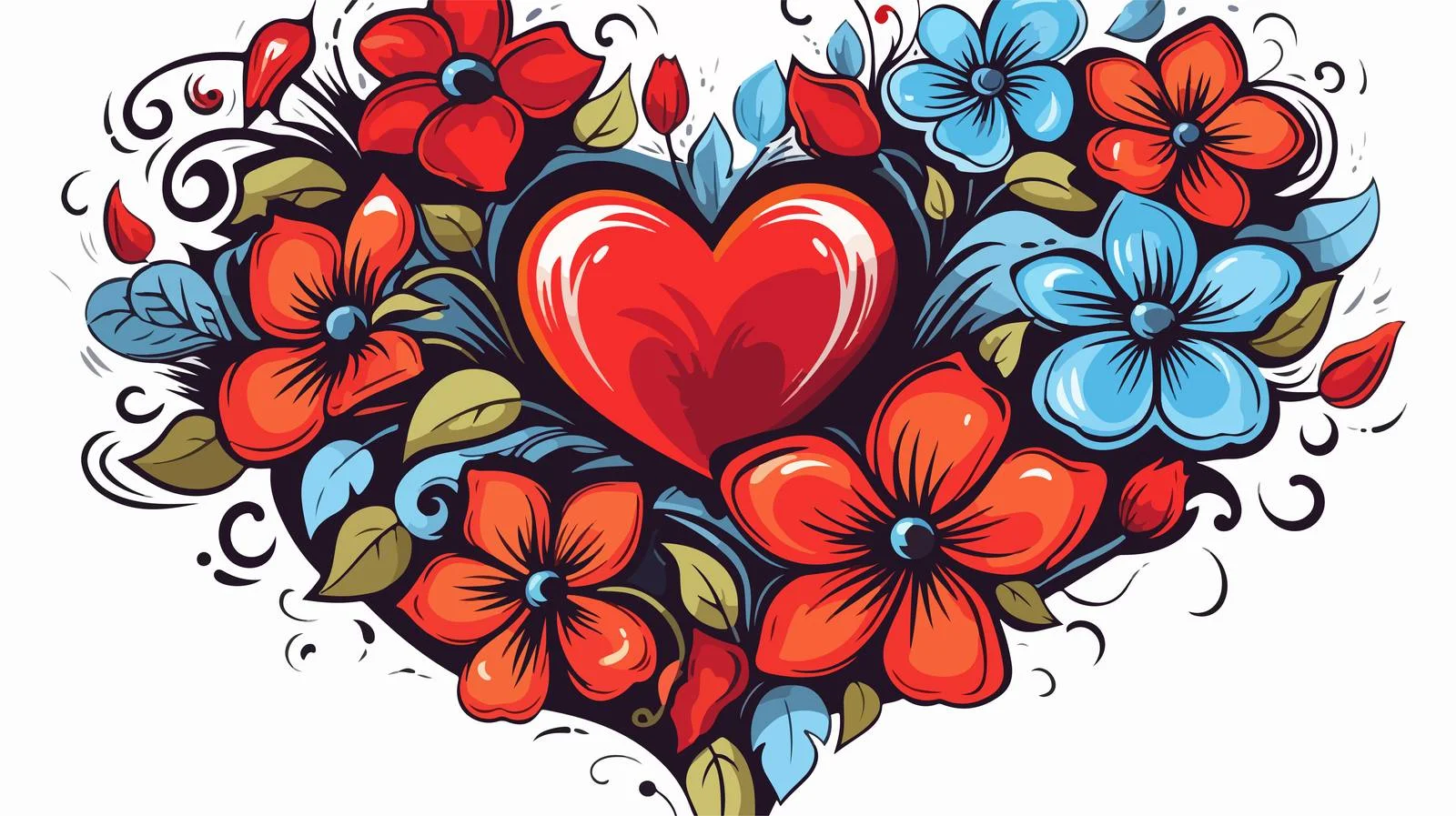 Heart and Flowers Tattoo Icon — free download from Dotvec