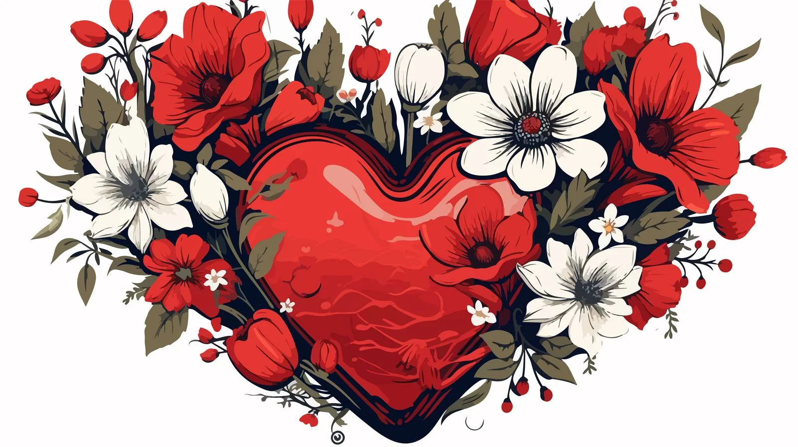 Heart and Flowers Tattoo Icon — free download from Dotvec