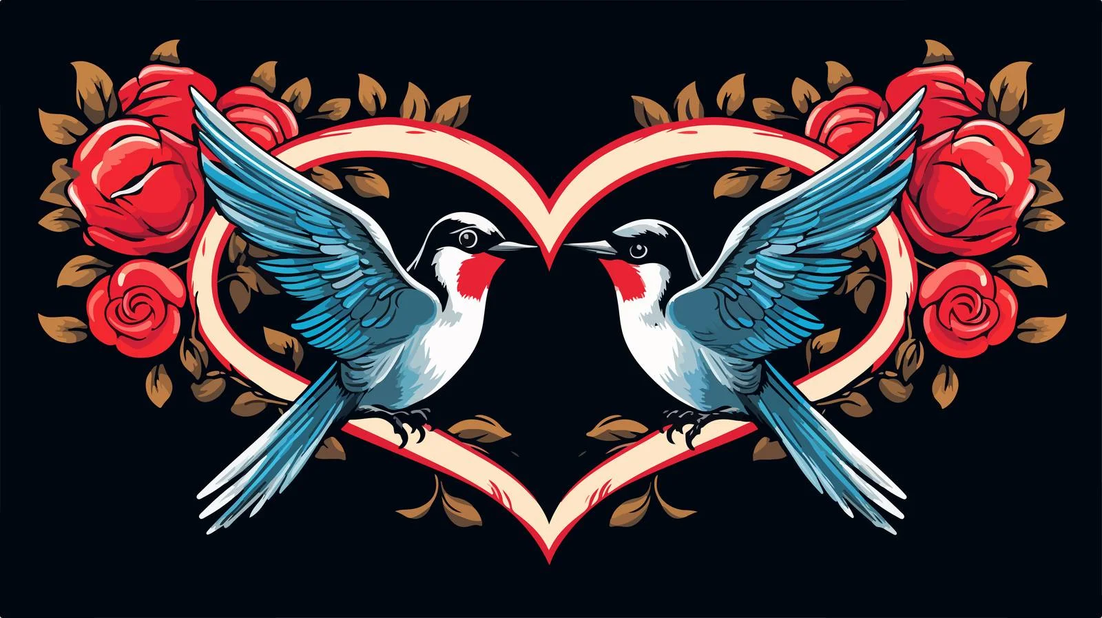 Iconic Swallow and Heart Tattoo Art — free download from Dotvec