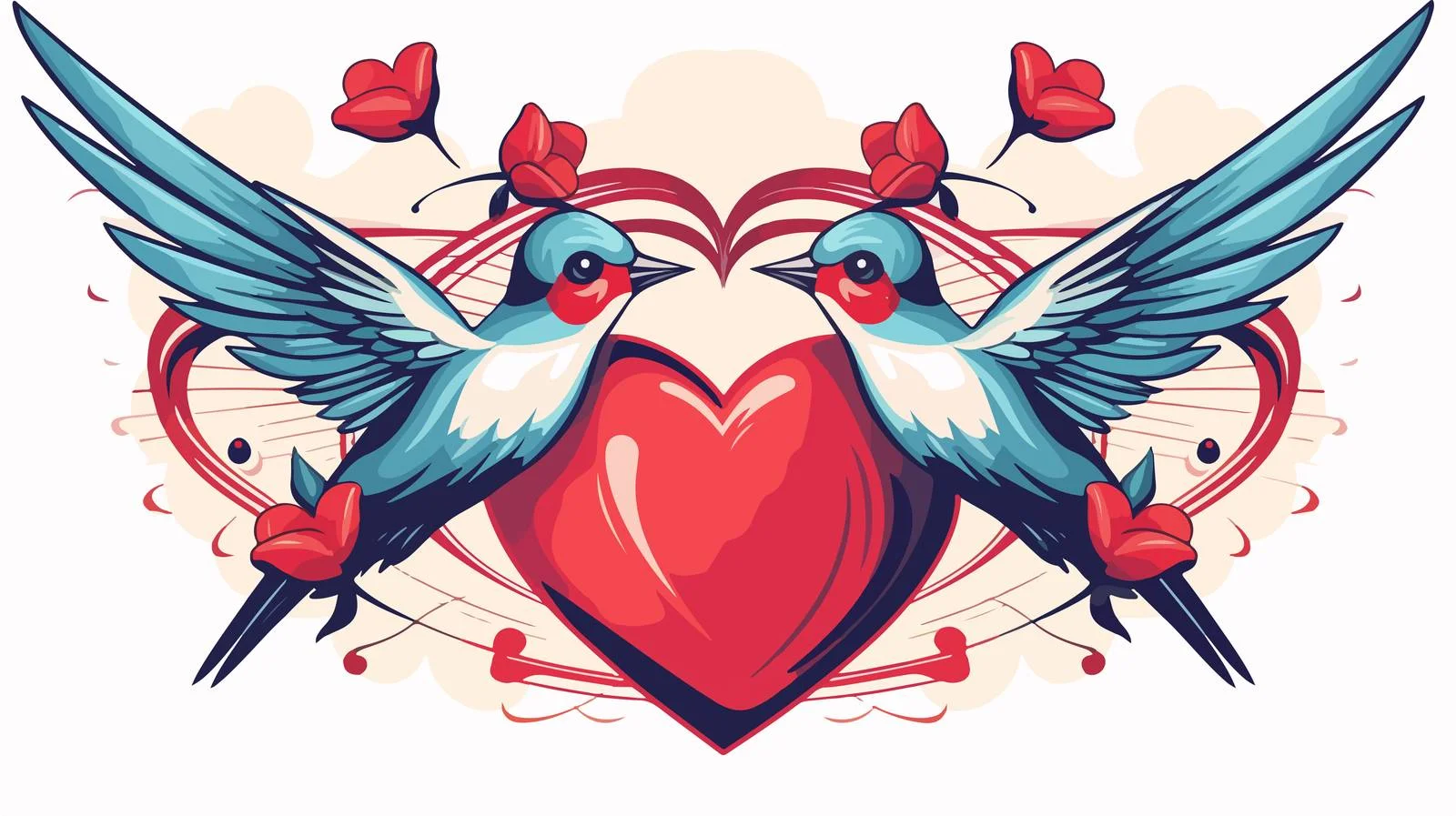 Vintage Swallows & Heart Tattoo Design — free download from Dotvec