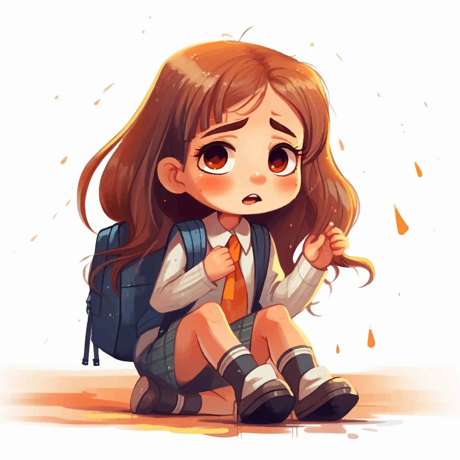 Crying Girl at School Vector Illustration — free download from Dotvec