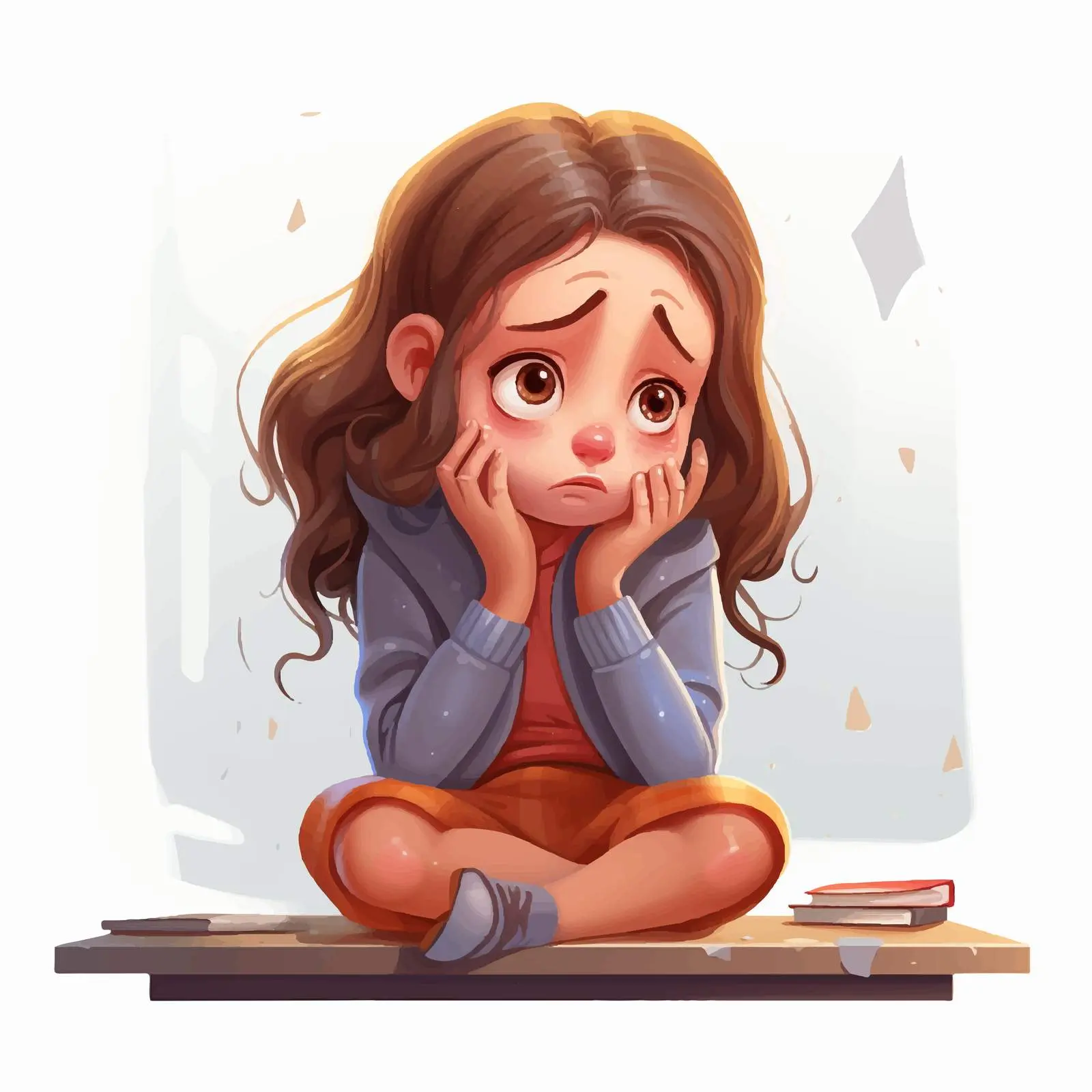 Crying Girl Illustration in School Setting – free tears image from Dotvec