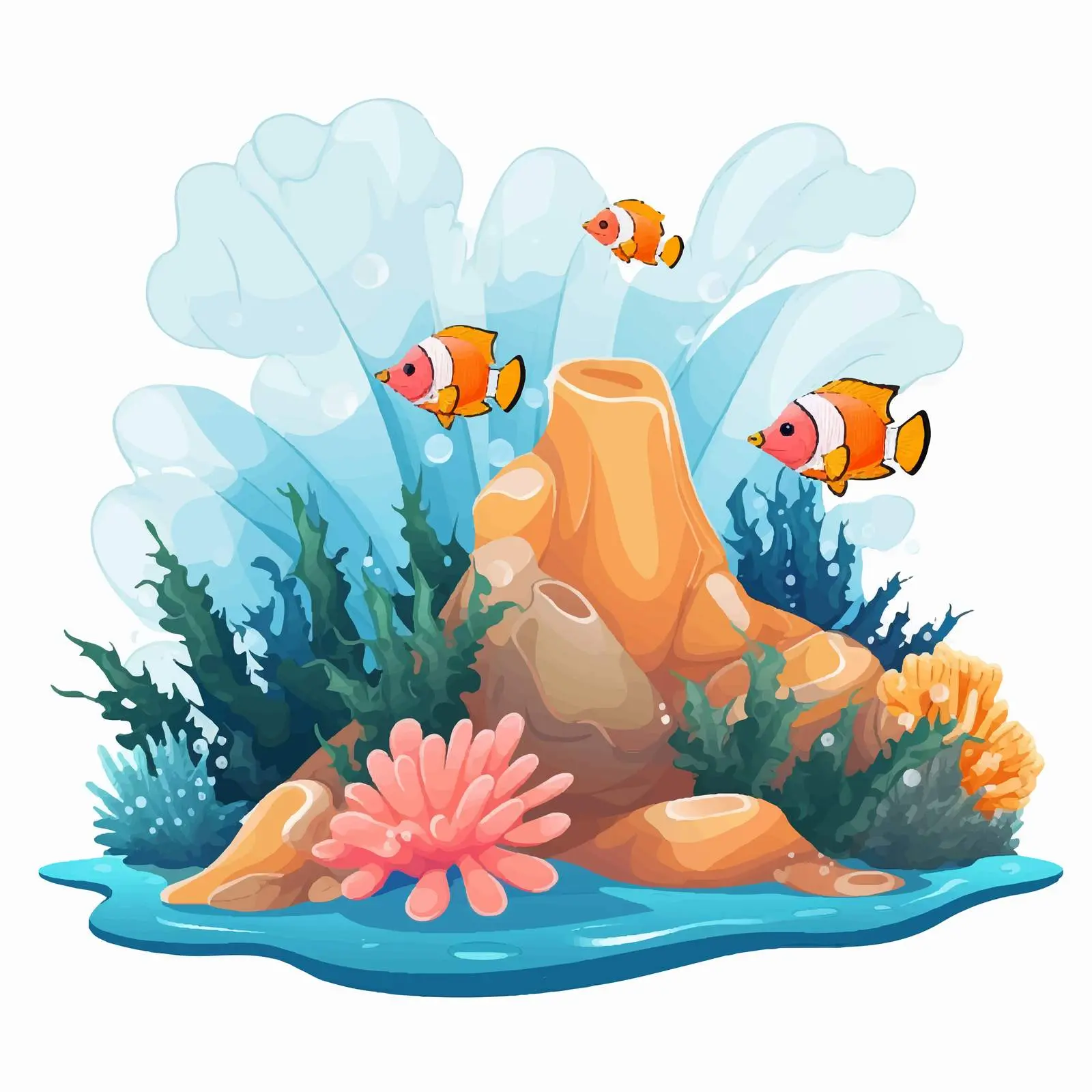 Fish Island and Coral Reef Vector Illustration — free download from Dotvec