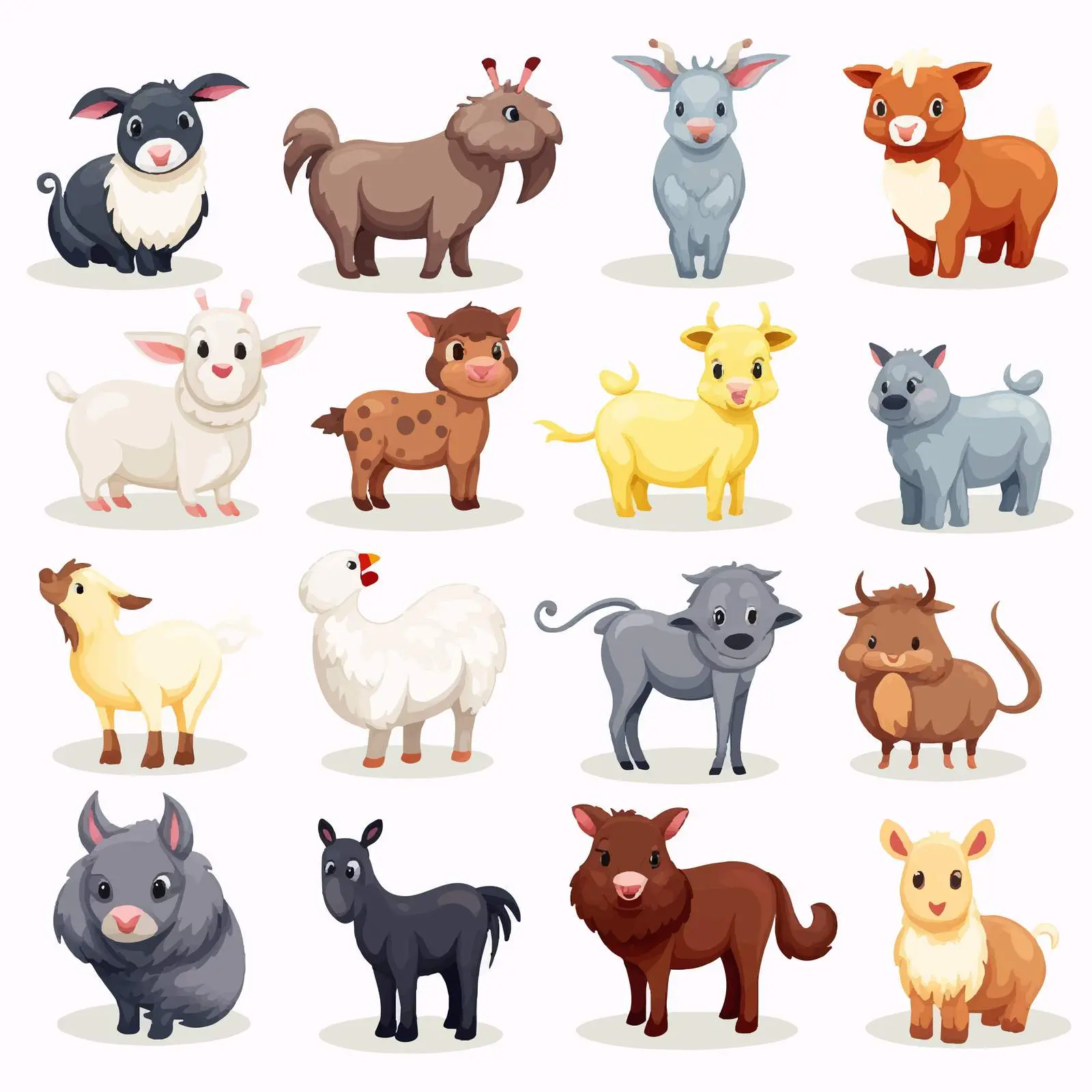 Diverse Cartoon Farm Animals Vector Illustration — free download from Dotvec