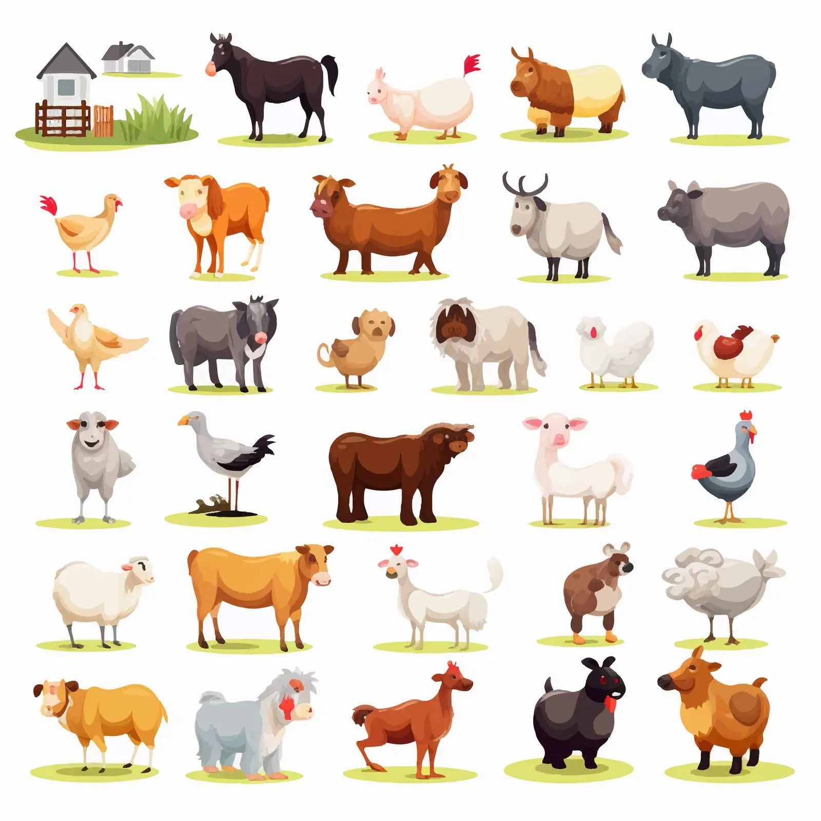 Diverse Farm Animals Vector Illustration — free download from Dotvec