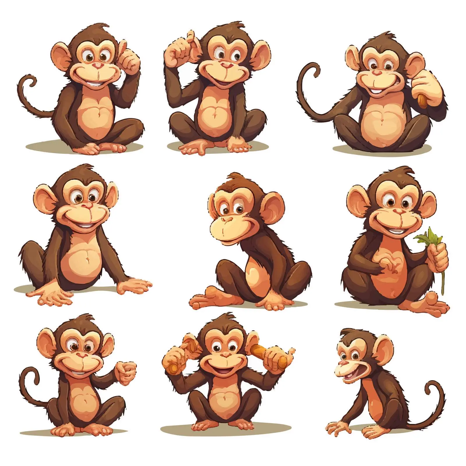 Comical Cartoon Monkey Vector Illustrations — free download from Dotvec