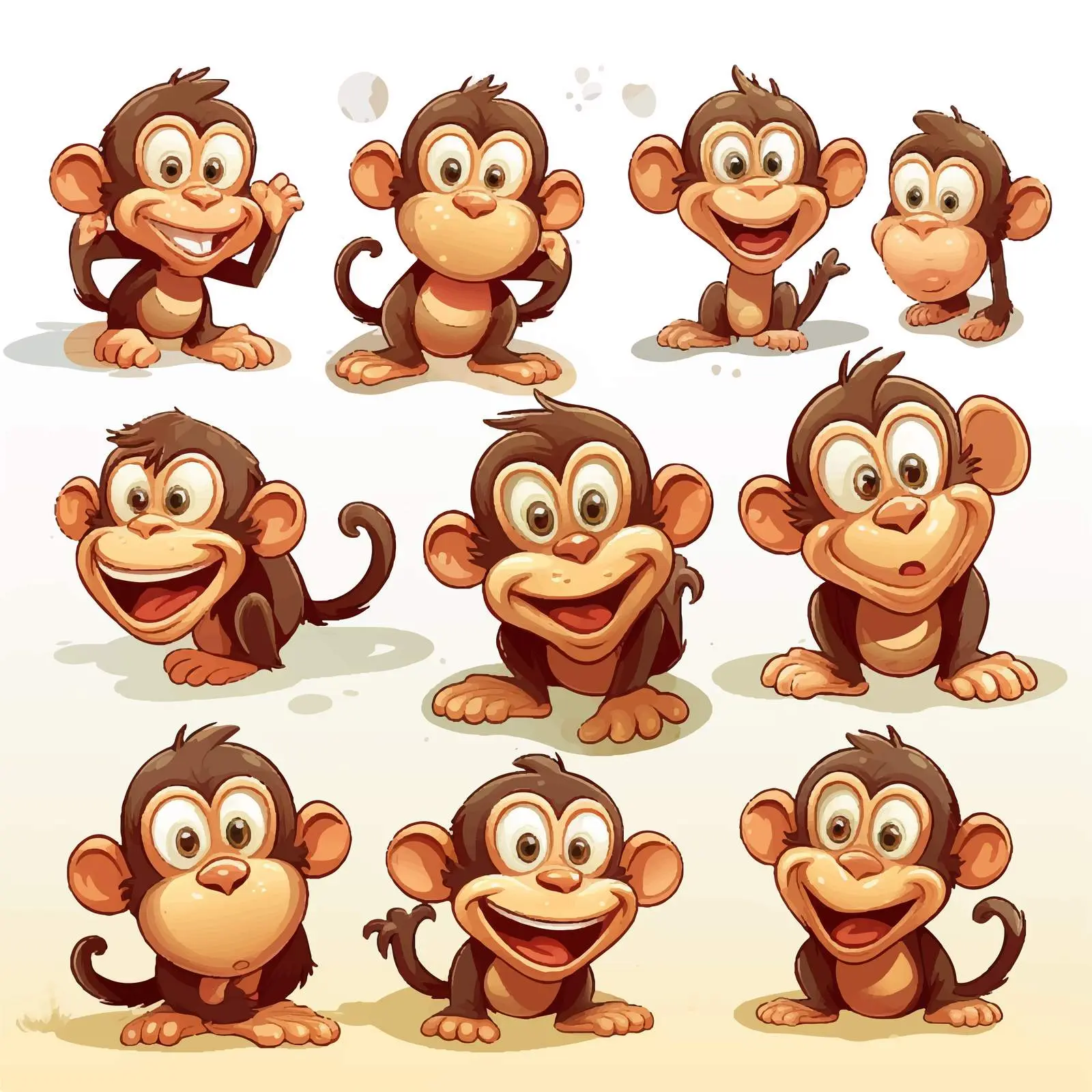 Comical Monkey Series Vector Illustration — free download from Dotvec