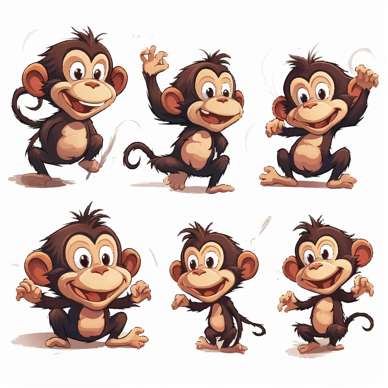 Comical Monkey Series Vector Cartoon Illustration — free download from Dotvec