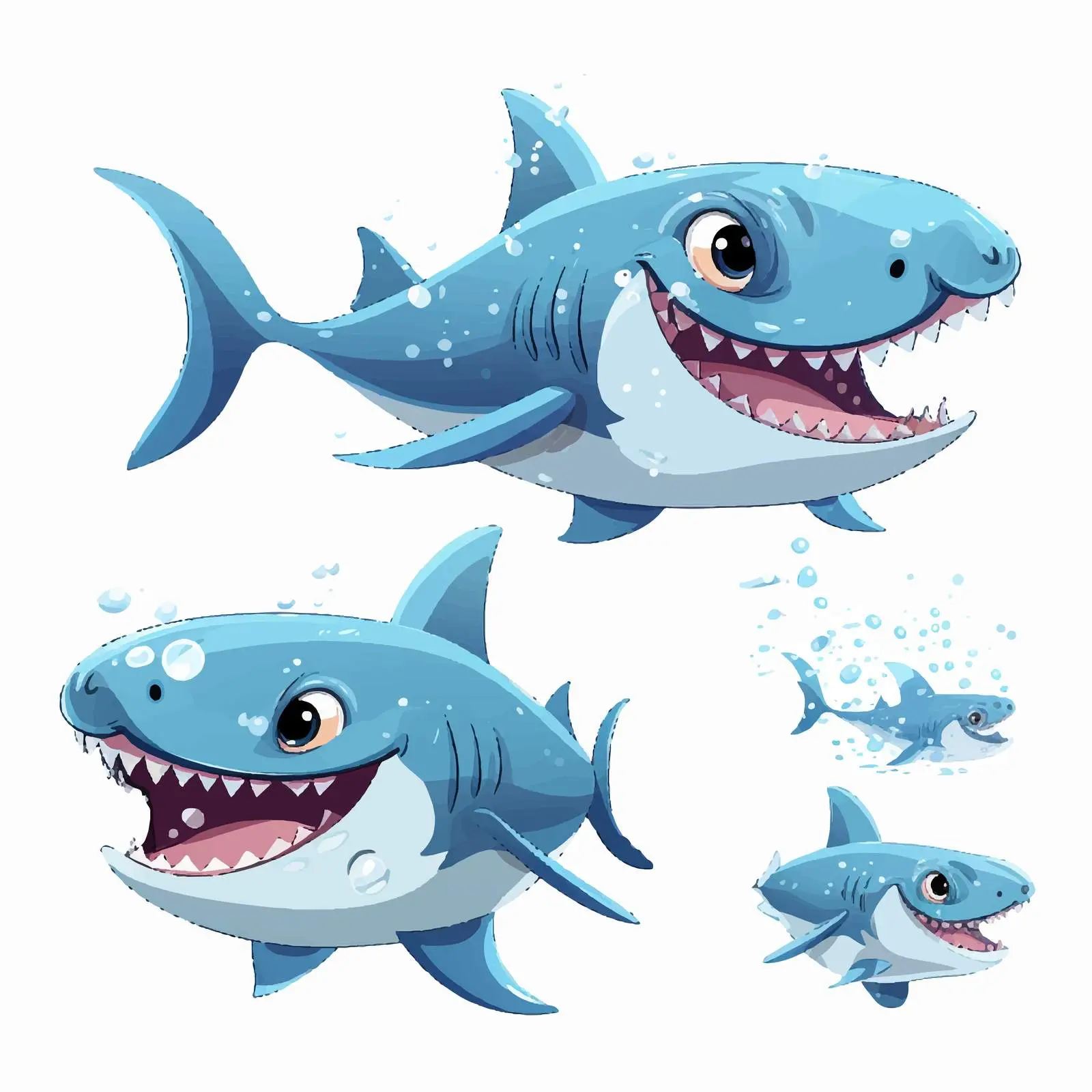 Comical Cartoon Shark Series Vector Illustration — free download from Dotvec