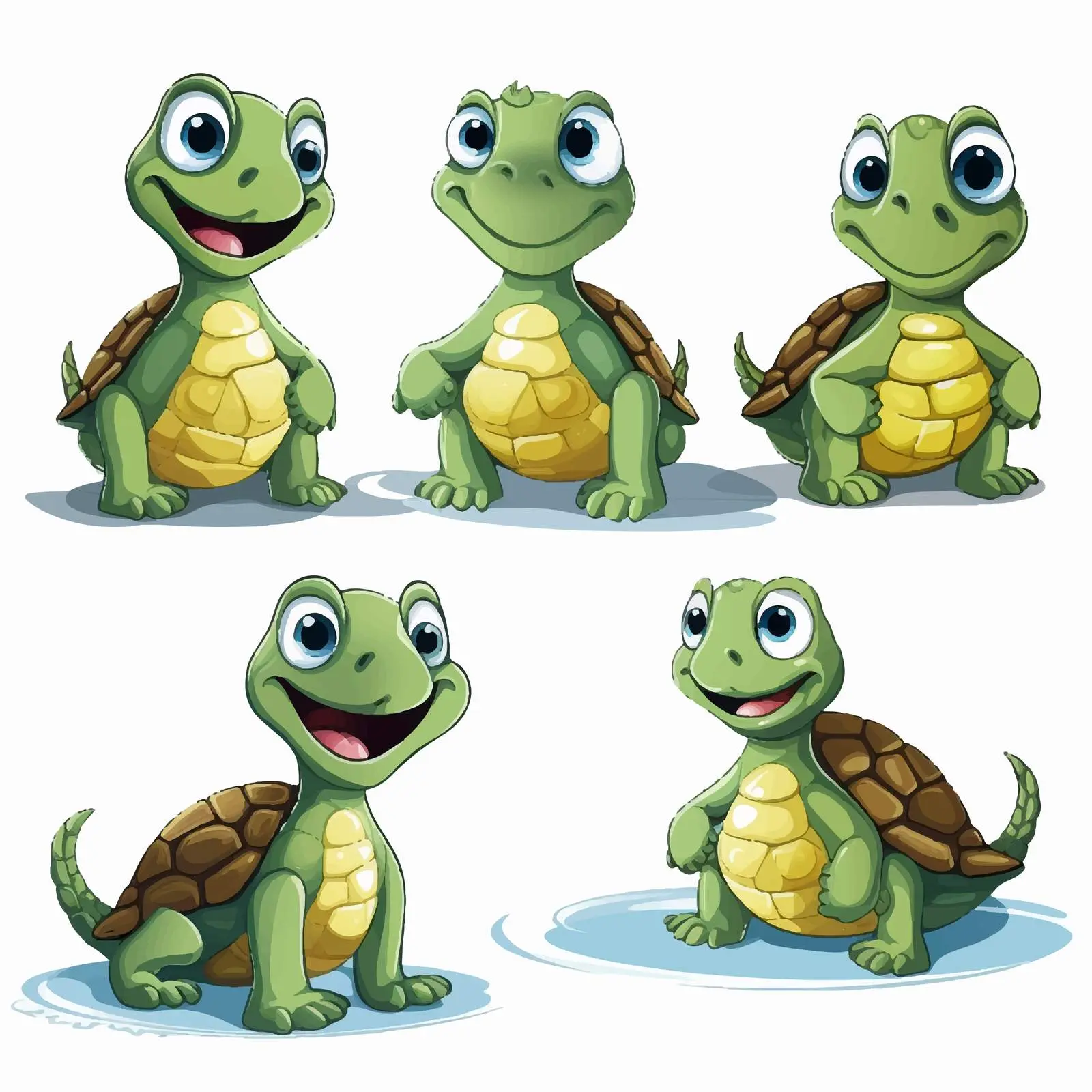 Comical Cartoon Turtles Illustration on White Background – free playful turtles image from Dotvec