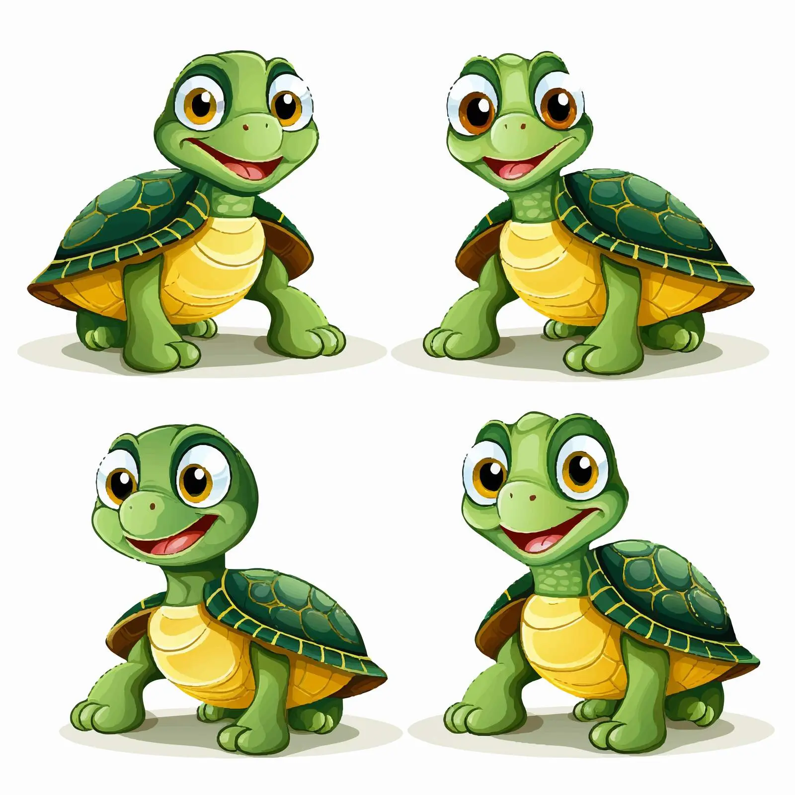 Comical Cartoon Turtles Illustration on White Background — free download from Dotvec