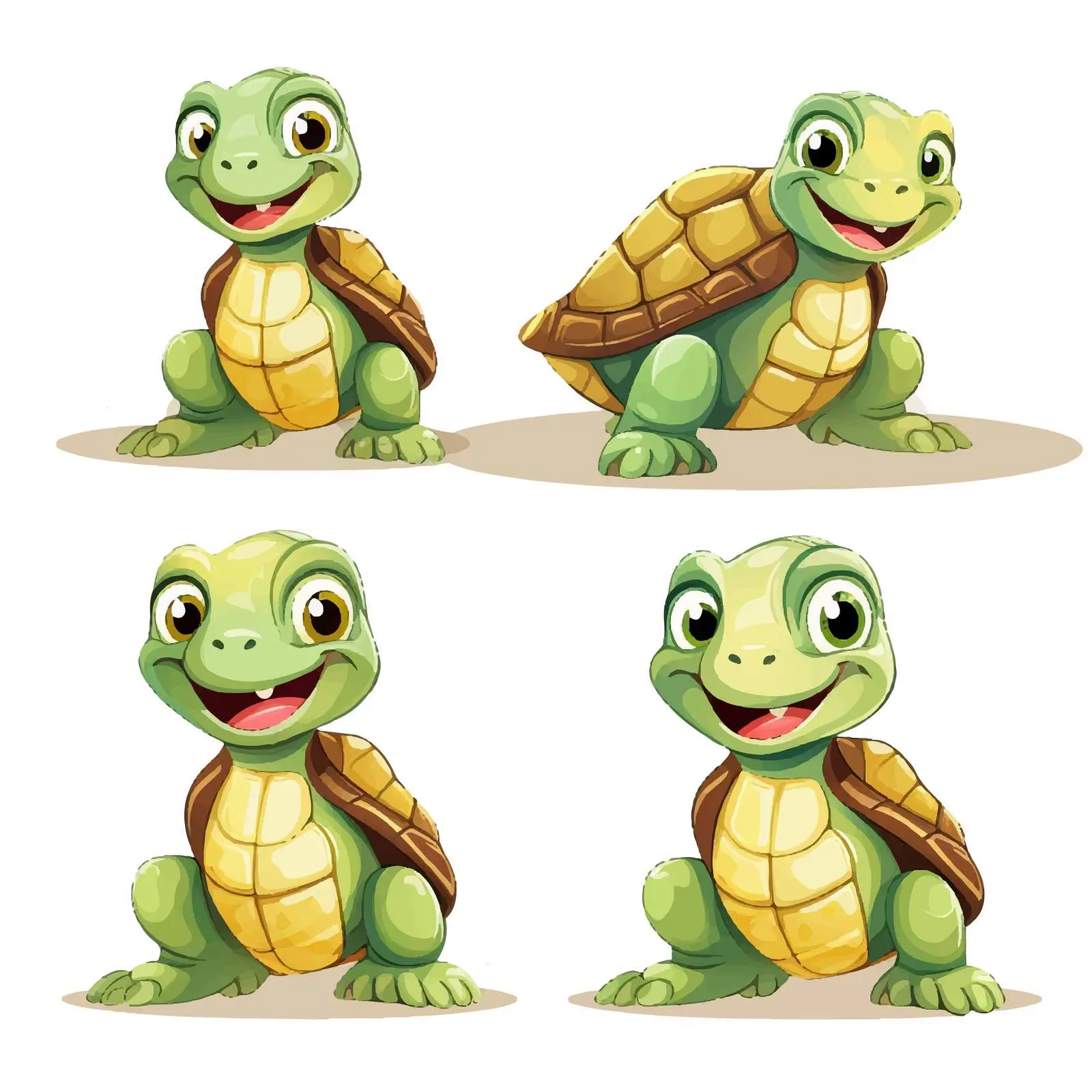 Comical Turtles Vector Illustration on White Background — free download from Dotvec
