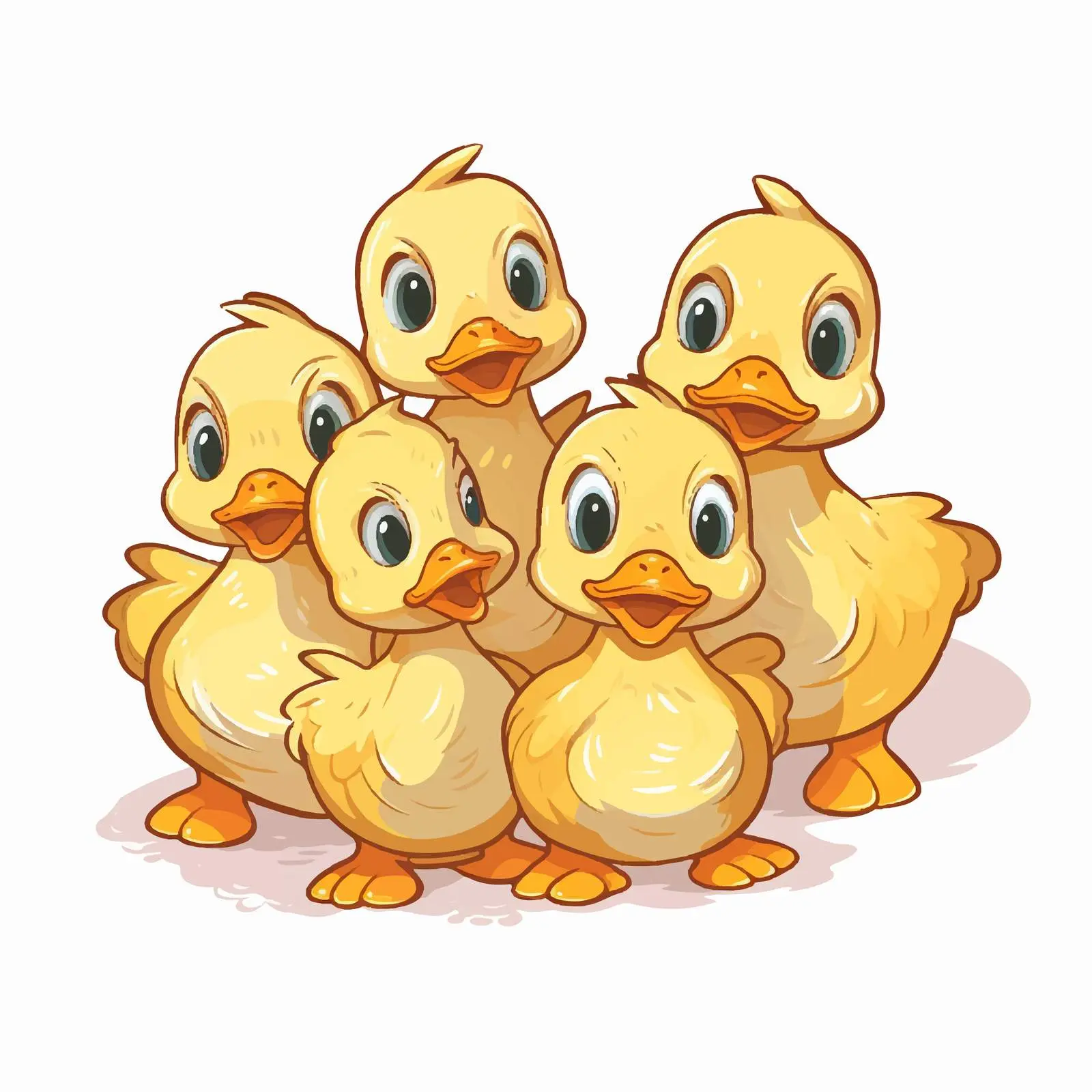 Cartoon Illustration of Duckling Chicks on White – free baby duck image from Dotvec