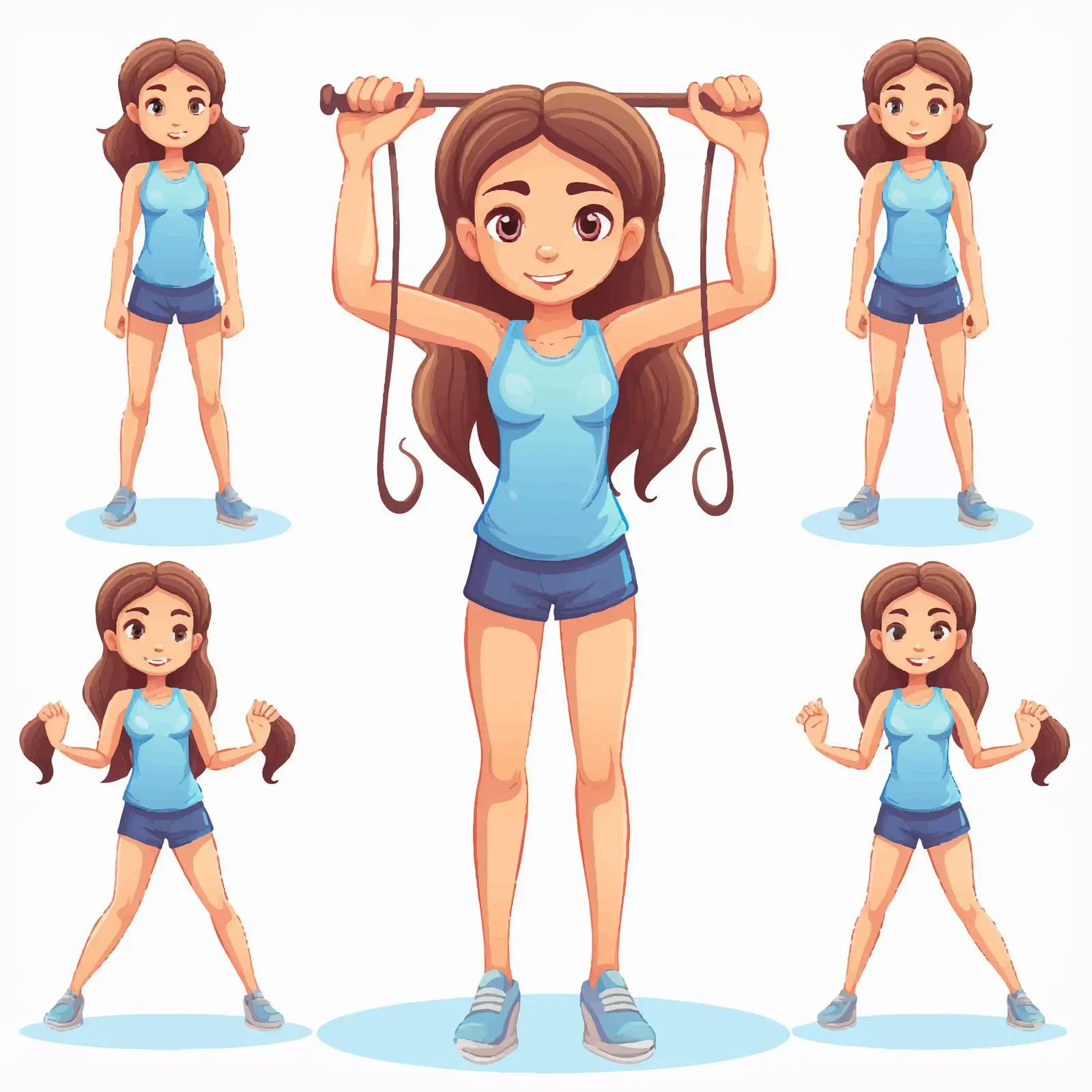 Cartoon Girl Exercising Vector Illustration – free exercise illustration image from Dotvec