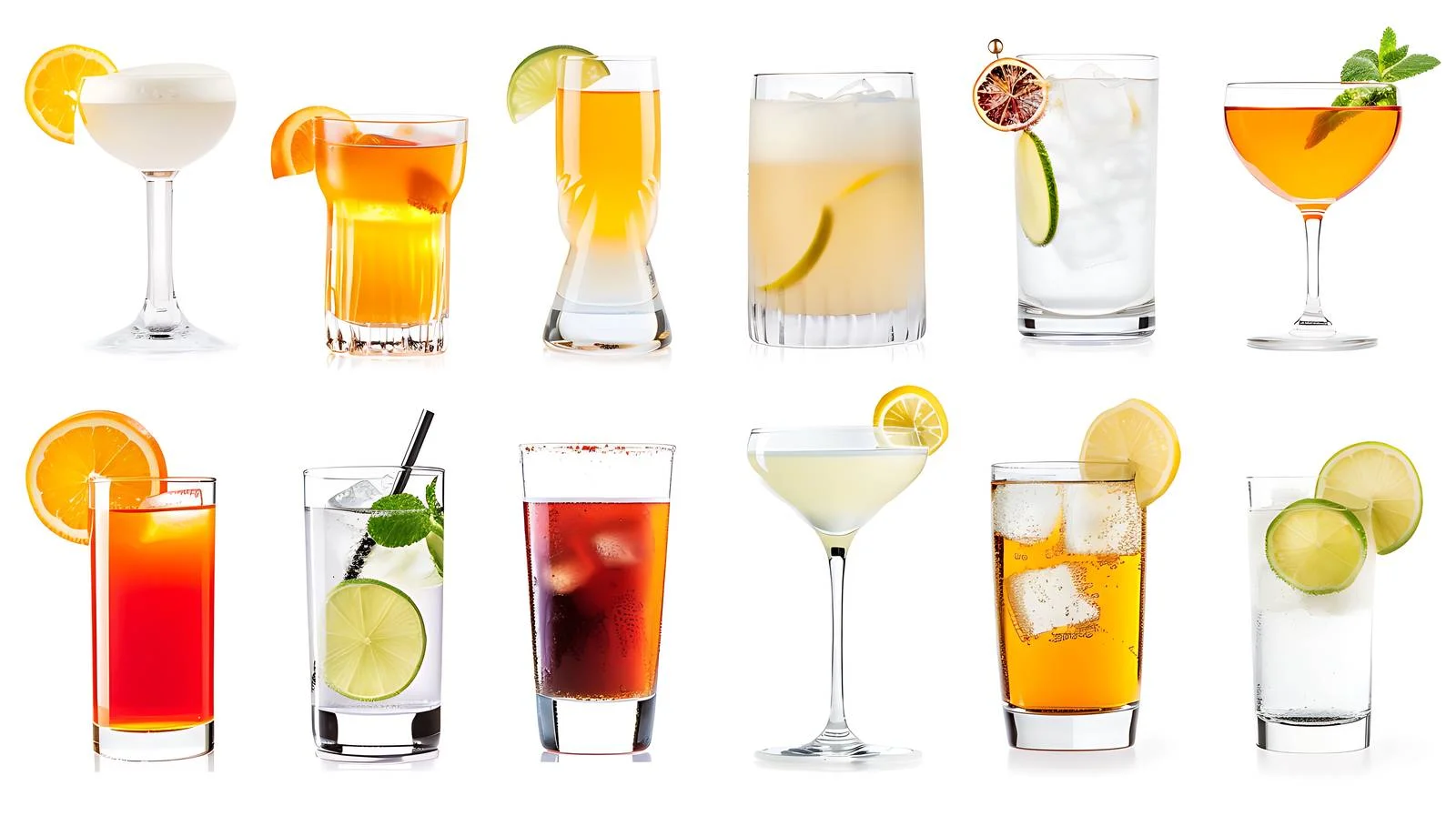 Assorted Beverages on White Background — free download from Dotvec