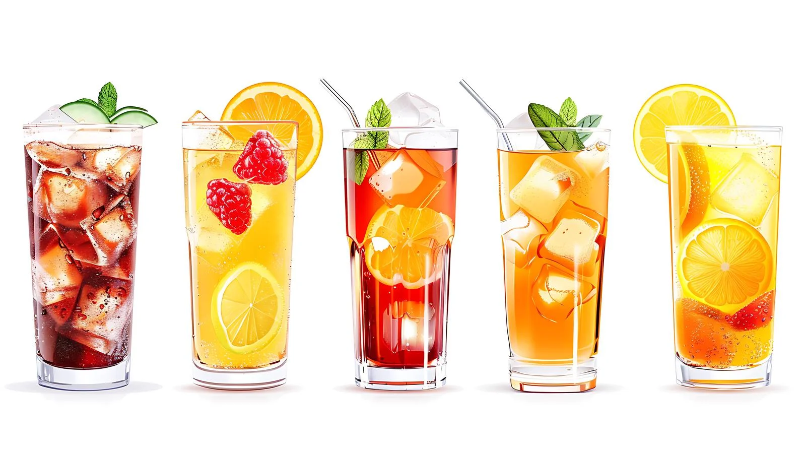 Assorted Drinks on White Background — free download from Dotvec