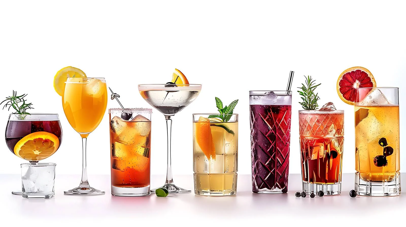 Assorted beverages on white background — free download from Dotvec