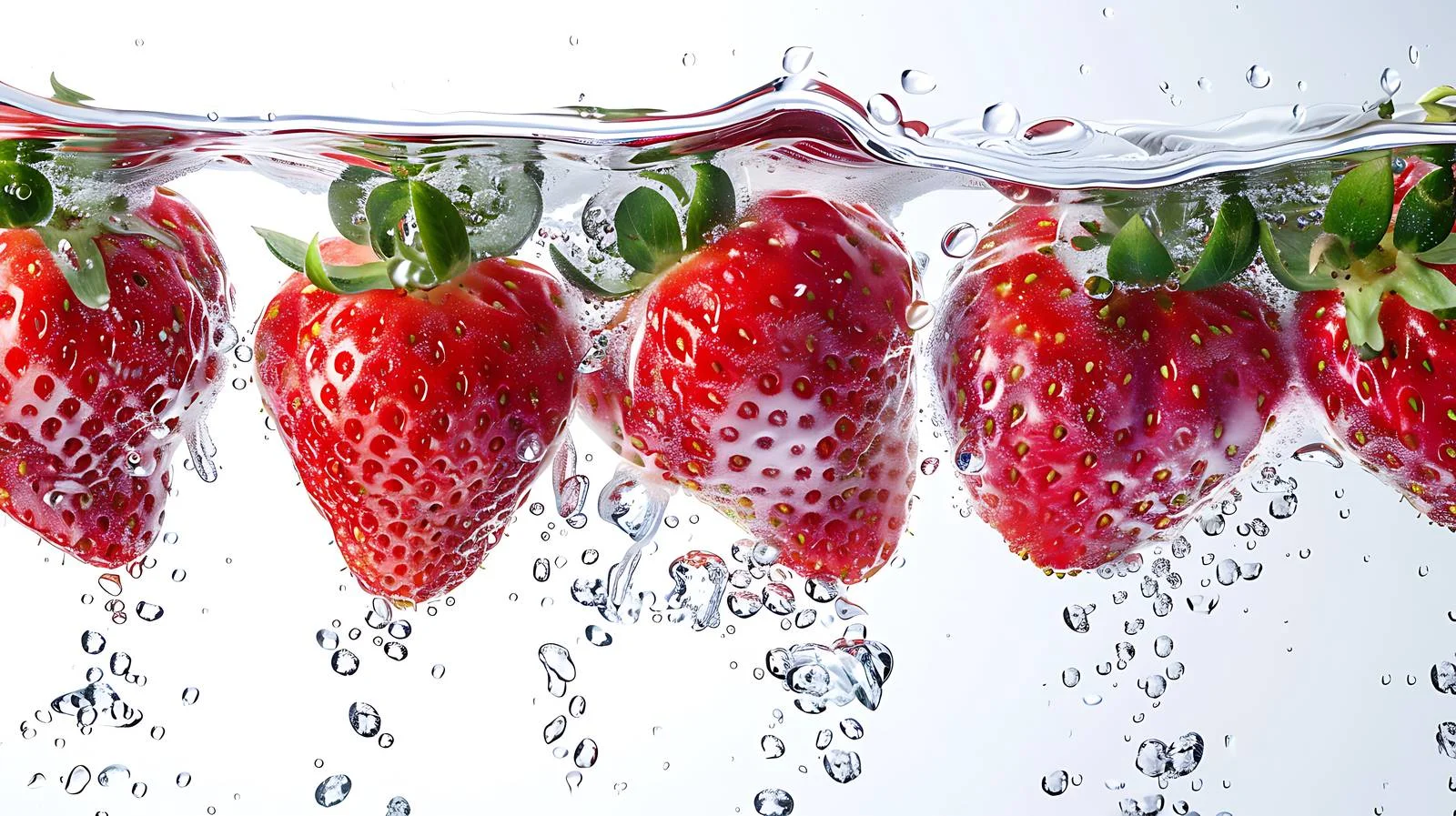Vibrant Strawberries Float in Fresh Water — free download from Dotvec