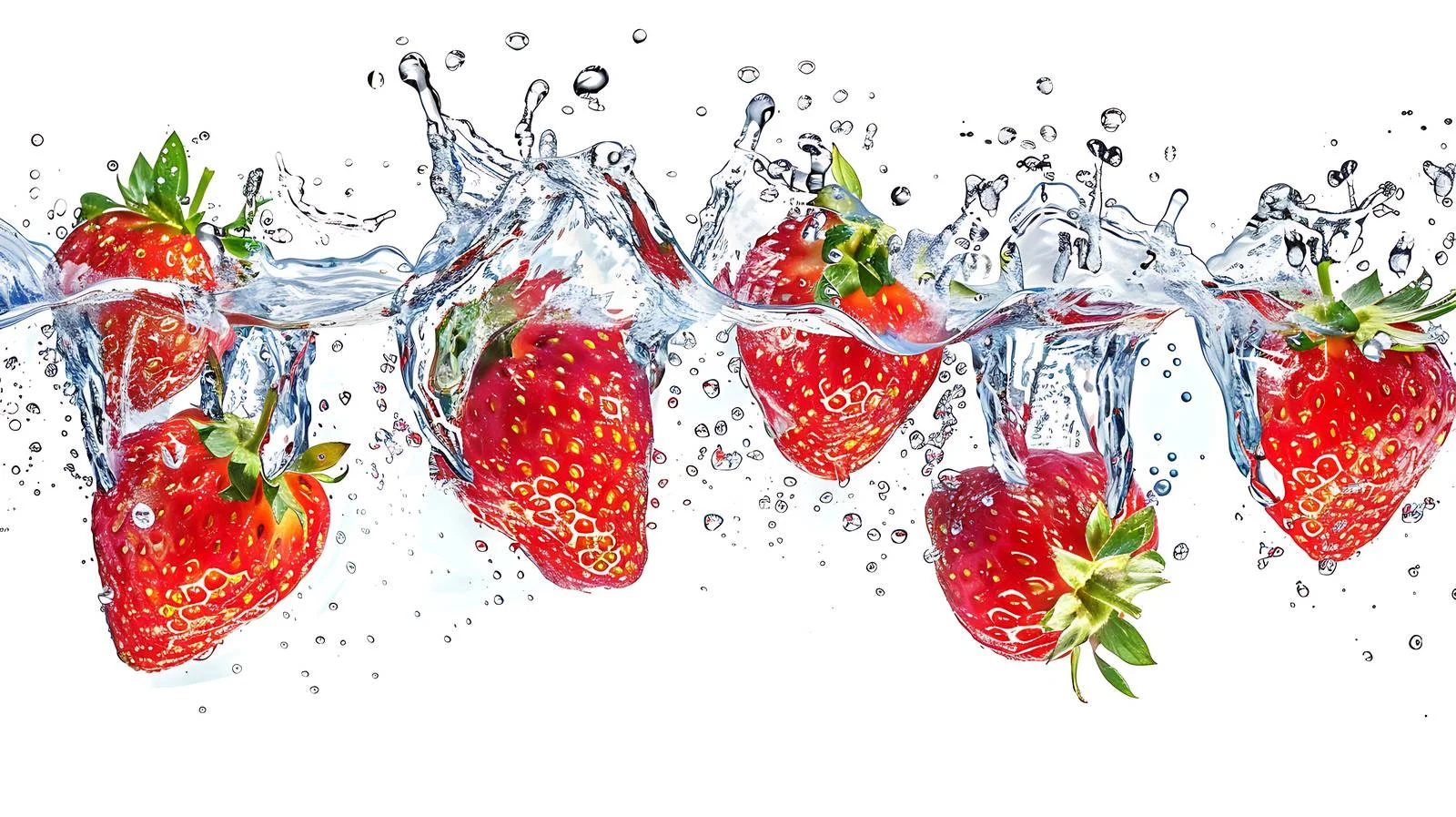 Vibrant Strawberries Floating in Clear Water — free download from Dotvec