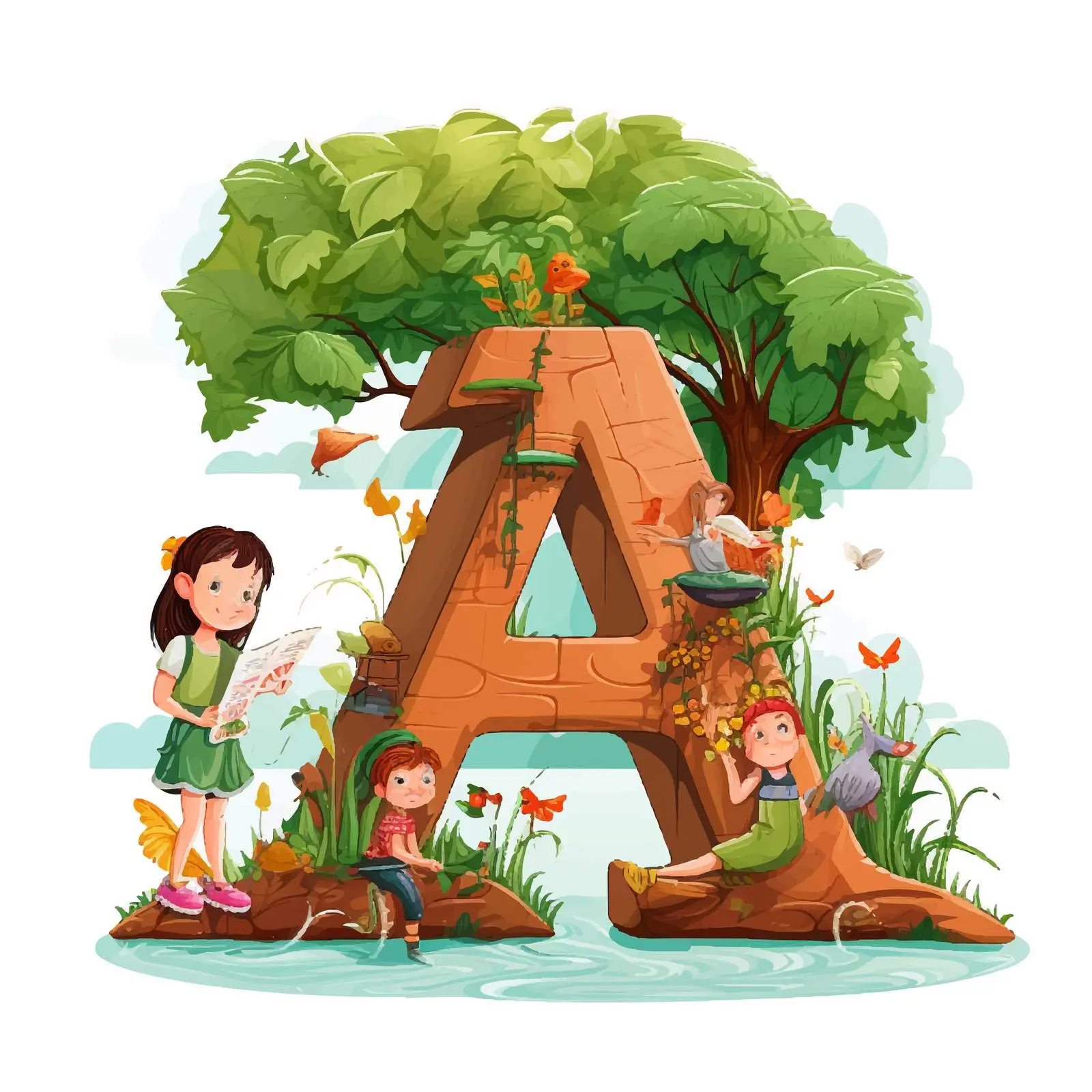 Kids Illustrated Alphabet Letter Series Vector Art — free download from Dotvec