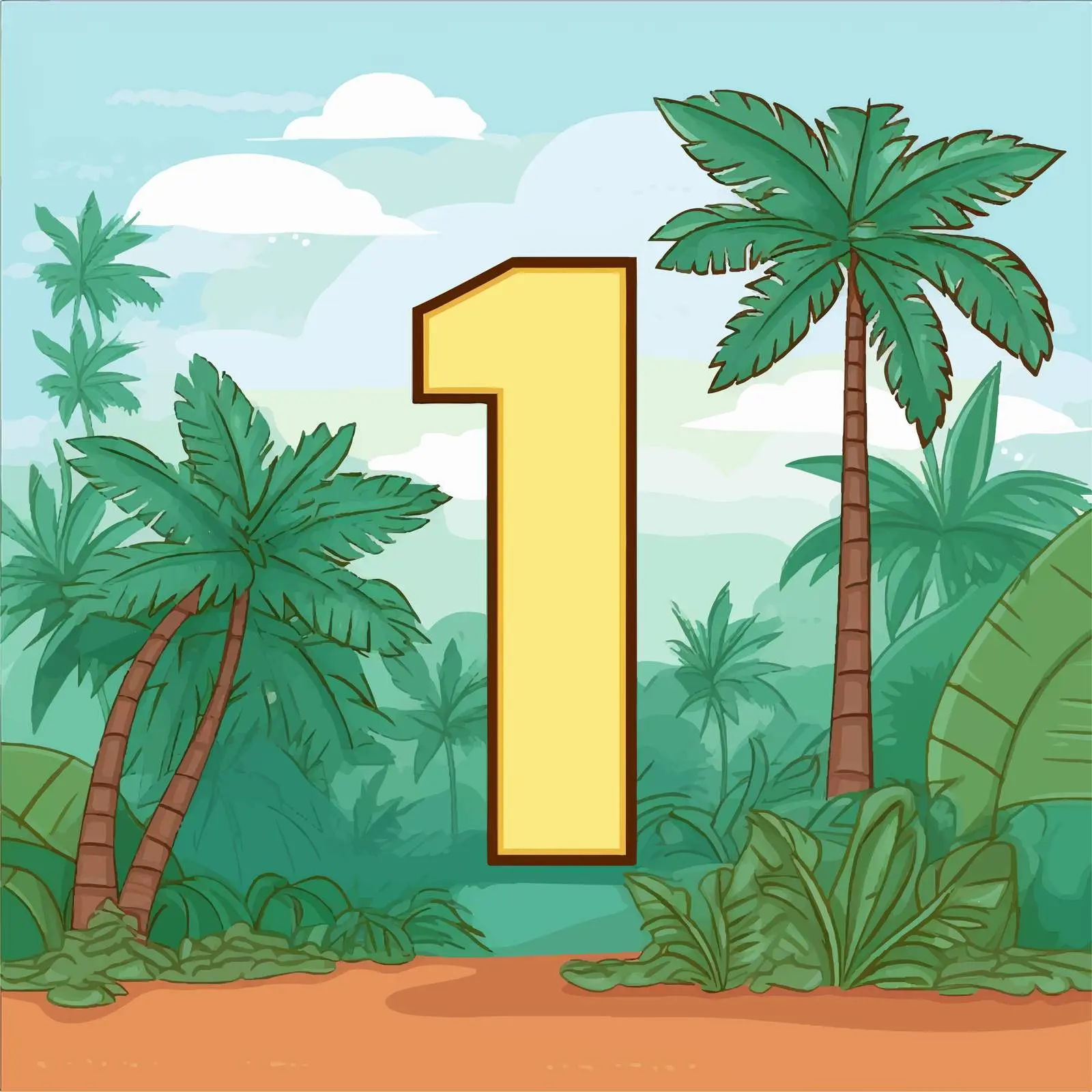 Number 1 Illustrated Flash Card Vector Design — free download from Dotvec