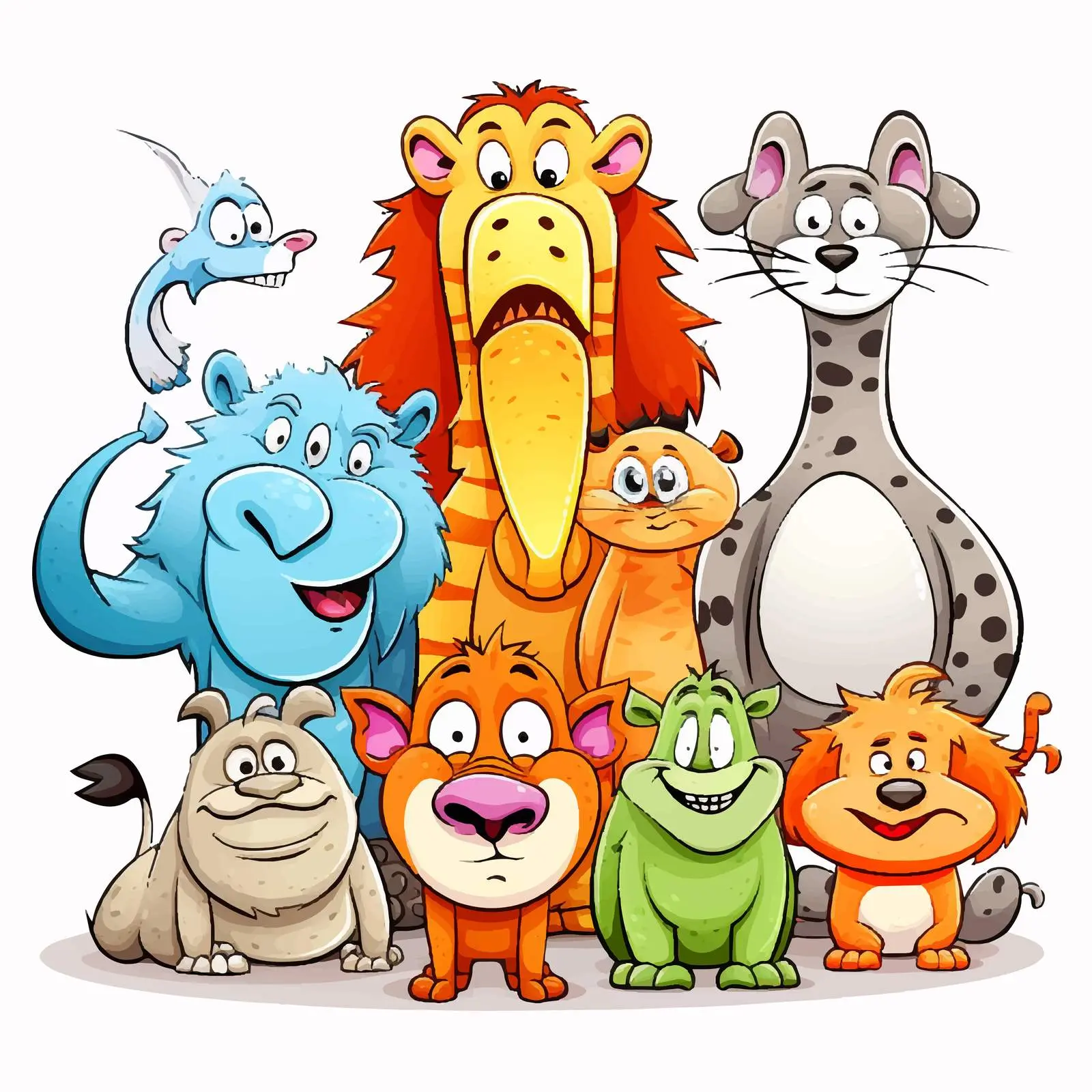 Comical Animal Characters Vector Illustration — free download from Dotvec