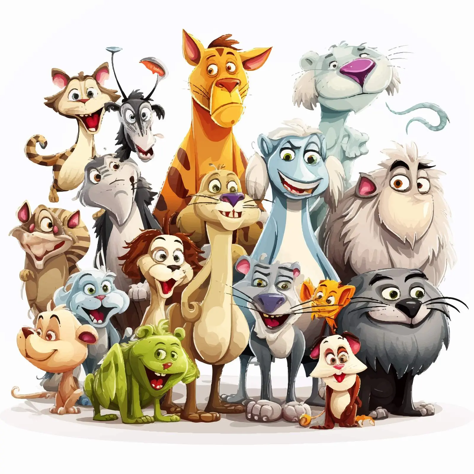 Comical Cartoon Animals Vector Illustration — free download from Dotvec