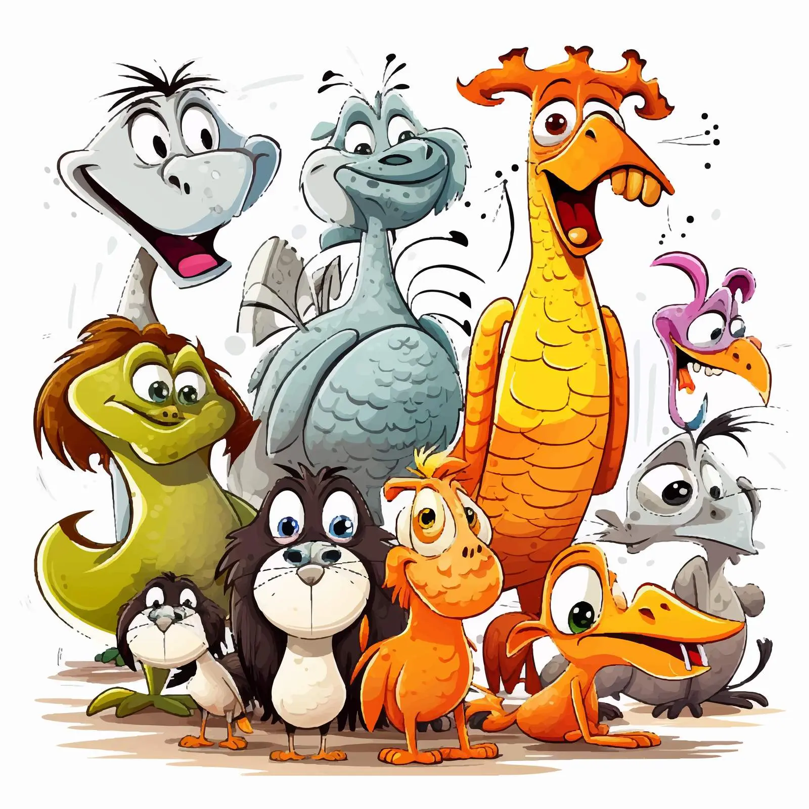Comical Animal Illustrations Vector Art — free download from Dotvec