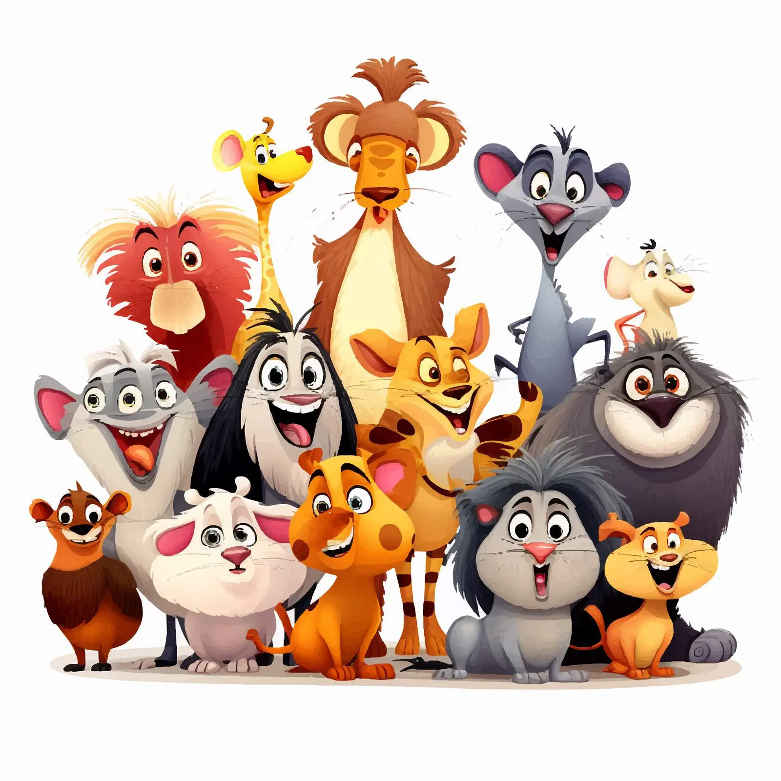 Comical Cartoon Animals Vector Illustration — free download from Dotvec