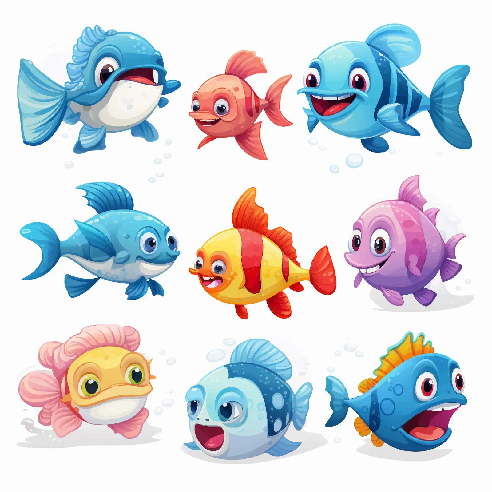 Marine Animal Cartoon Vector Illustrations — free download from Dotvec