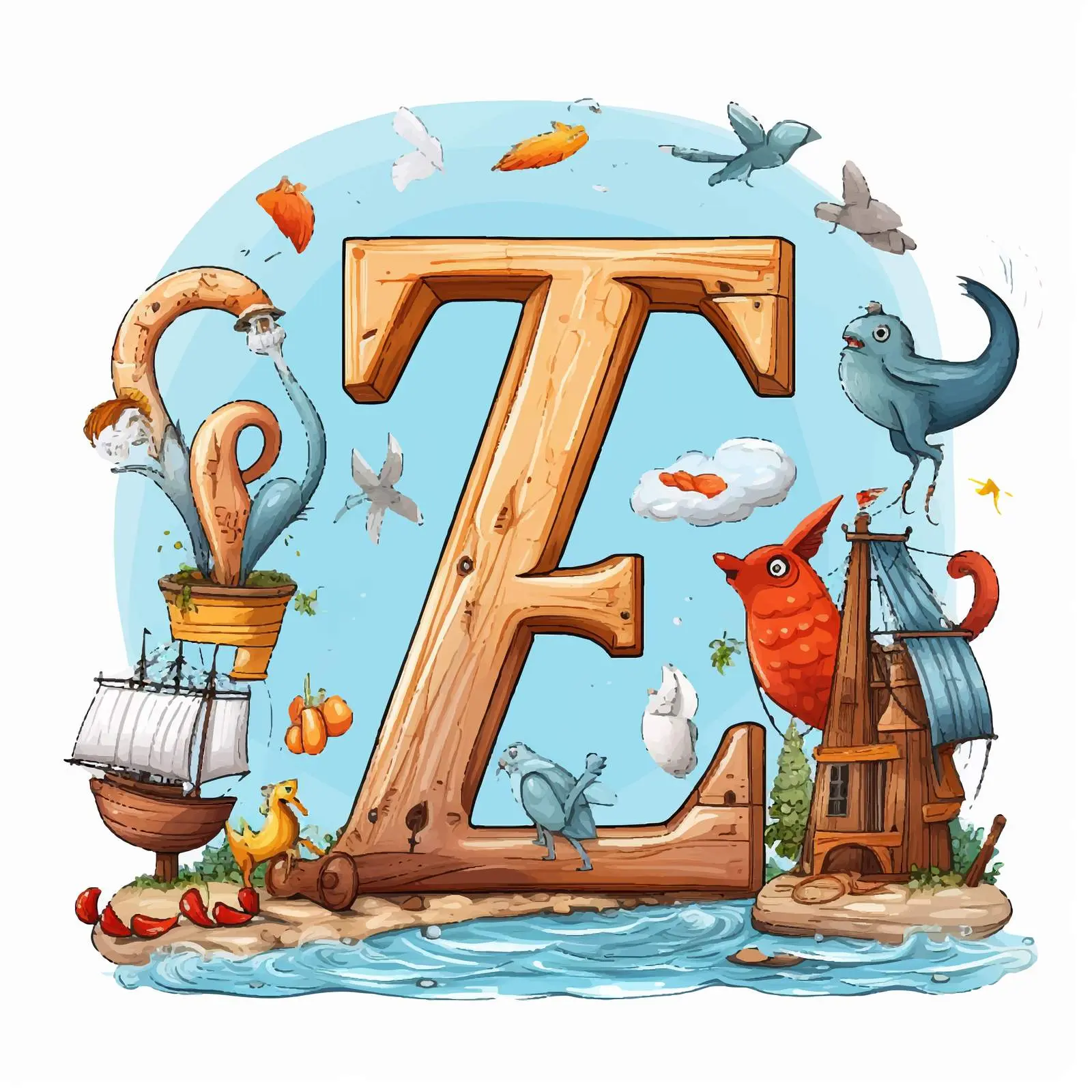 Cartoon Illustrated Vocabulary Card with Letters — free download from Dotvec