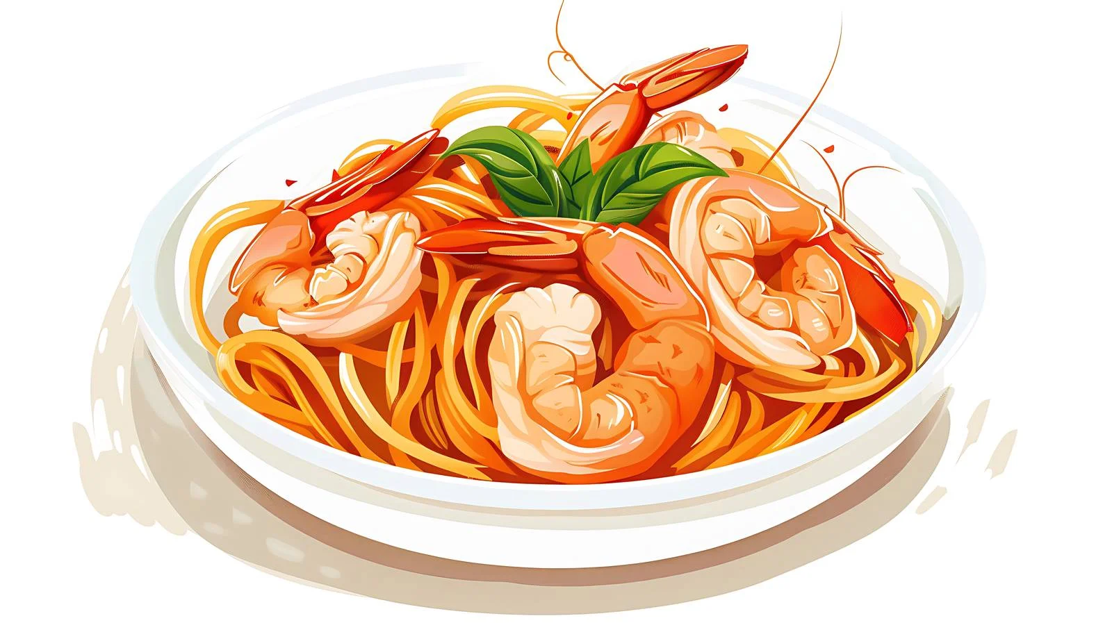 Delicious Prawn Pasta on White Background – free prawn image from Dotvec