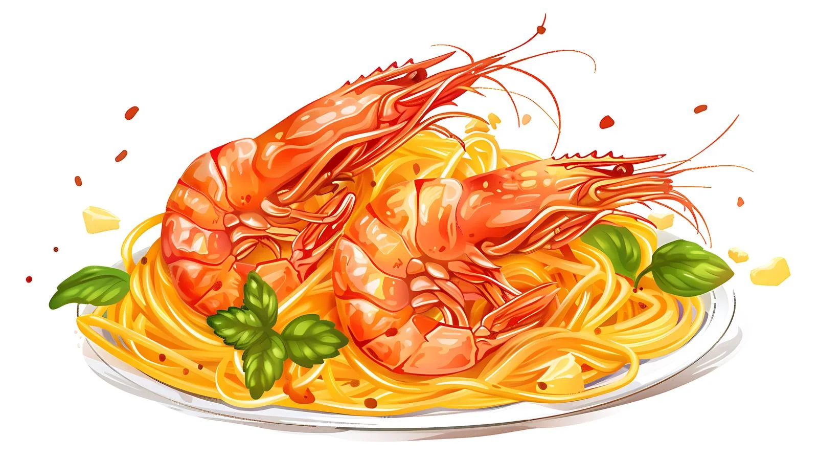 Delicious Prawn Pasta Illustration – free prawn image from Dotvec